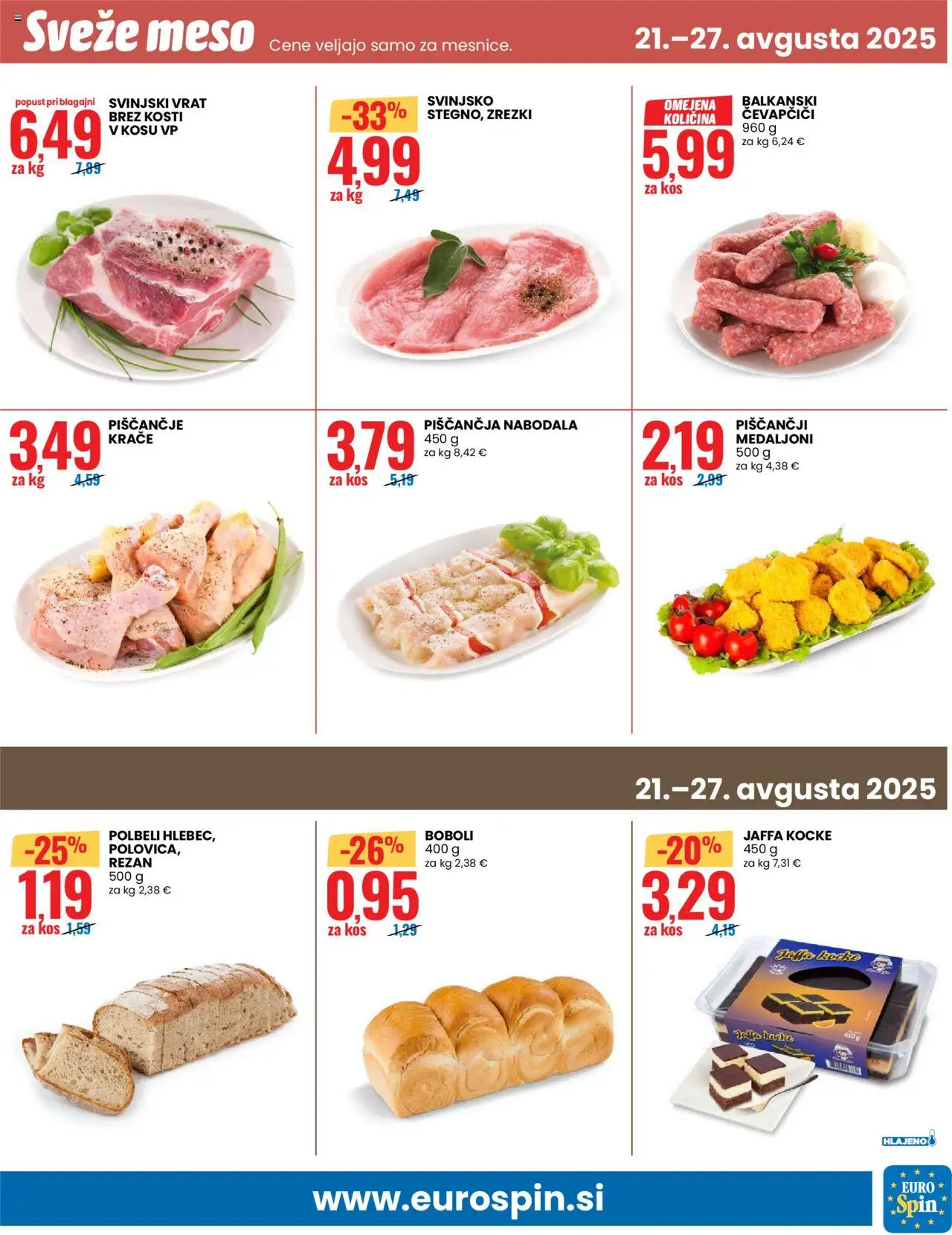 Eurospin katalog │ velja od 21.08.2025 | Stran: 13 | Izdelki: Čevapčiči, Kos, Nabodala, Zrezki