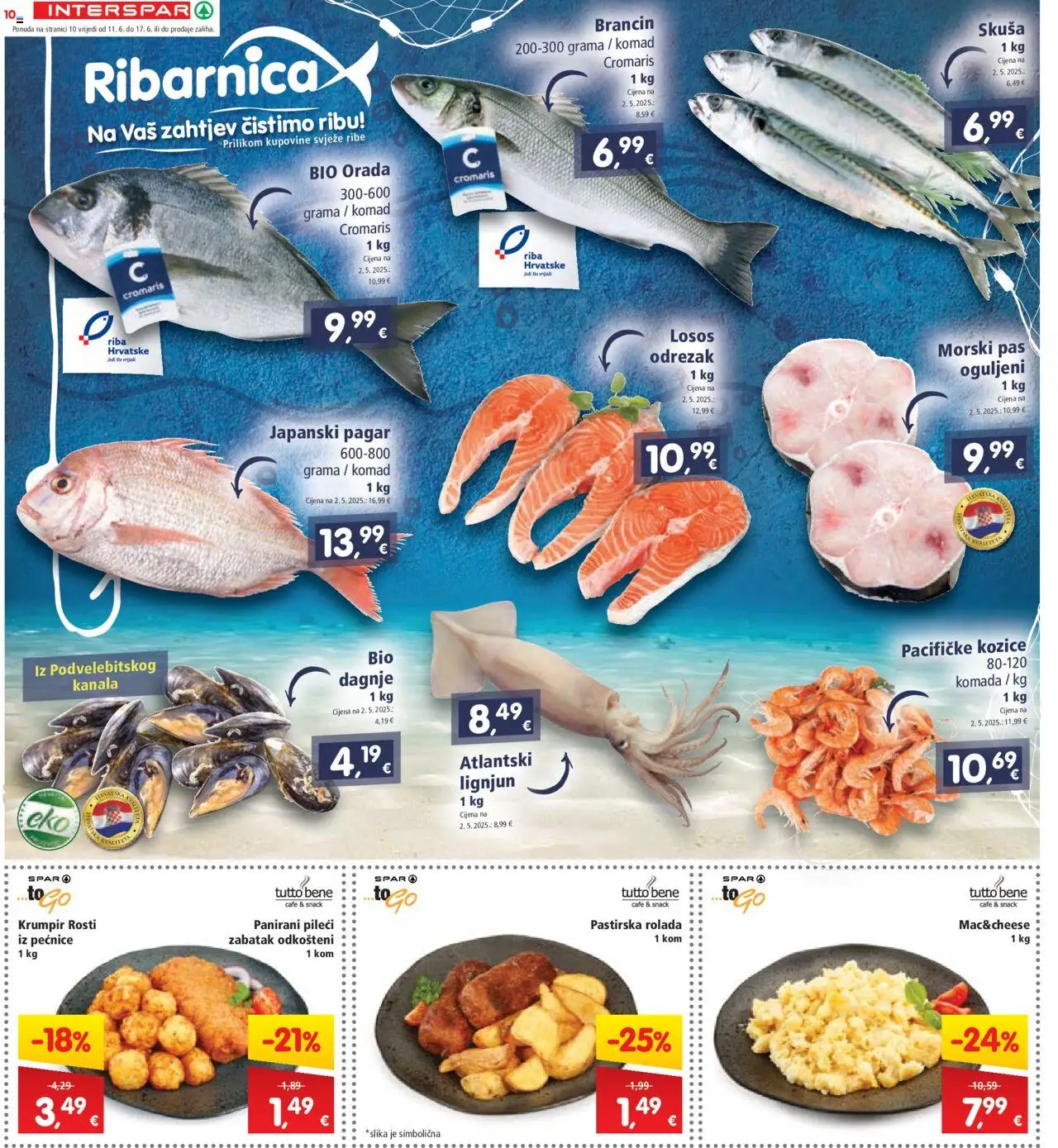 Interspar katalog | vrijedi od 11.06.2025 | Stranica: 10 | Proizvodi: Riba, Krumpir, Skuša, Losos