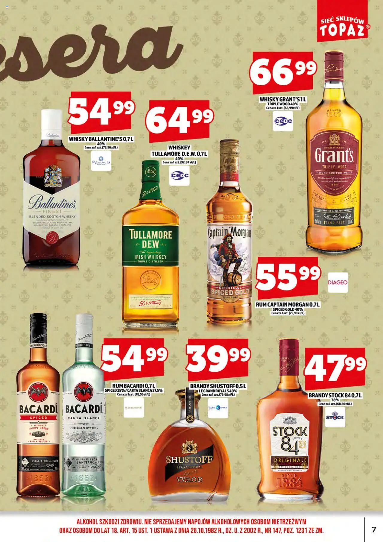Topaz Gazetka alkoholowa od 01.06.2025 | Strona: 9 | Produkty: Grant's, Rum Bacardi, Bacardi Rum, Bacardi spiced