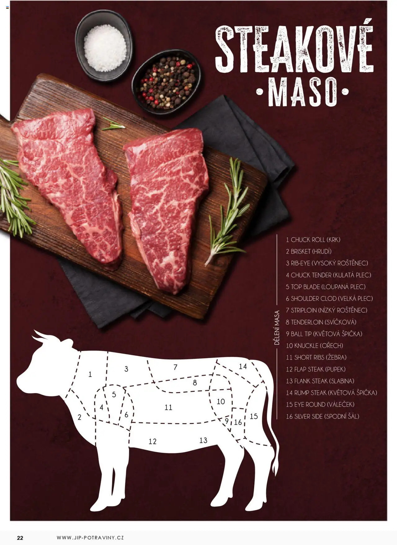 Jip katalalog - Maso 2025 od 01.01.2025 | Strana: 22 | Produkty: Steak, Váleček