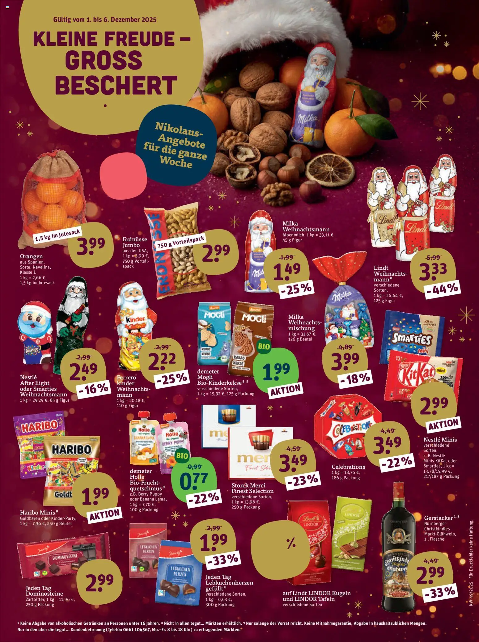 Tegut Prospekt – gültig ab 01.12.2025 | Seite: 2 | Produkte: Smarties, Milka, Celebrations, Uhr