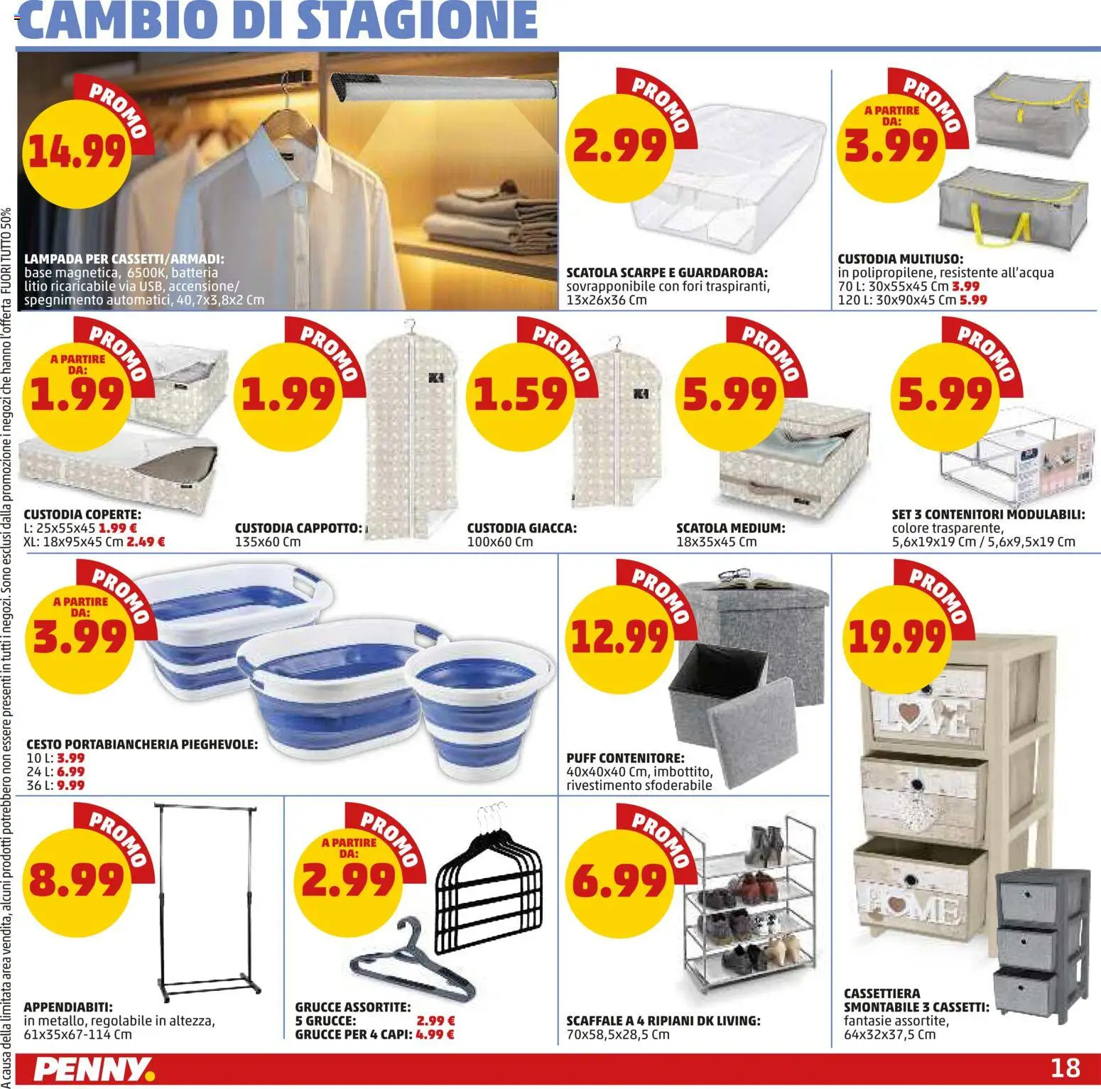 Volantino PENNY del 09.04.2026 | Pagina: 18 | Prodotti: Guardaroba, Contenitore, Scatola, Batteria