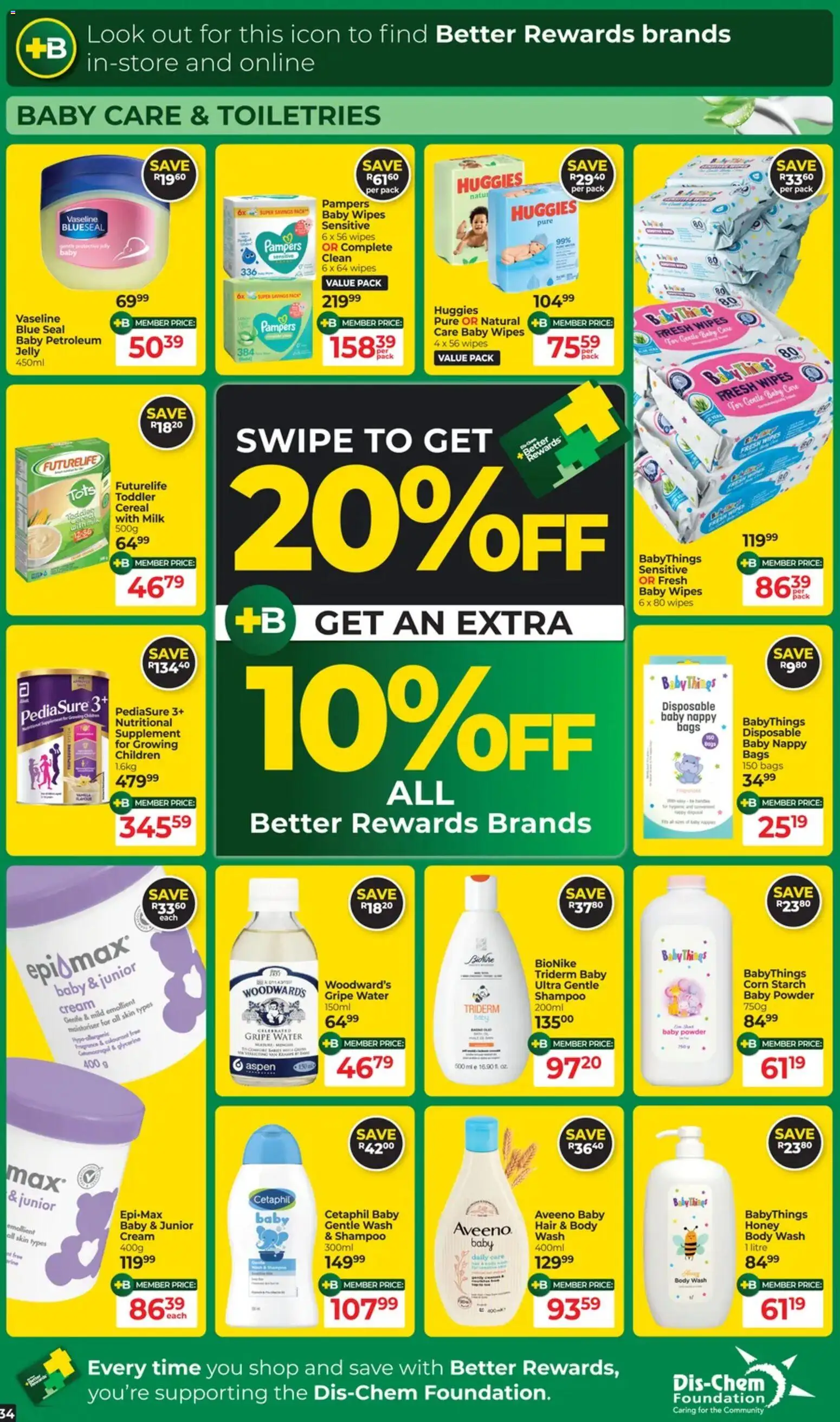 New Dis-Chem catalogue – valid from 21.10.2025 | Page: 34 | Products: Corn, Milk, Shampoo, Cream