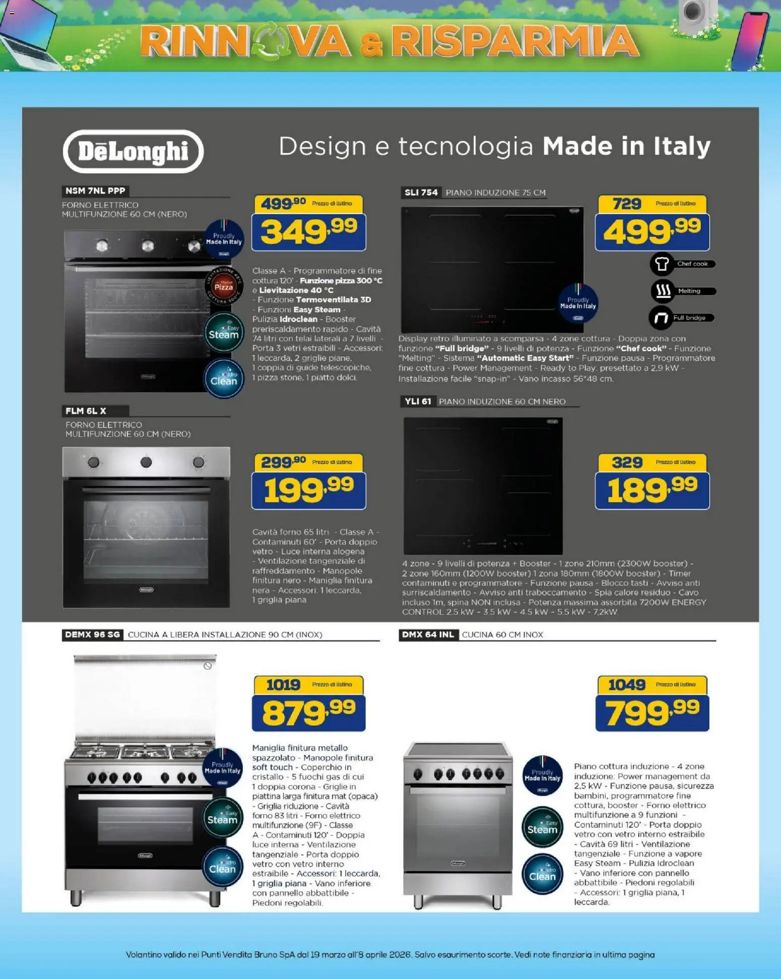 Volantino BRUNO del 19.03.2026 | Pagina: 39 | Prodotti: Piano cottura, Cavo, Piano cottura induzione, Forno elettrico