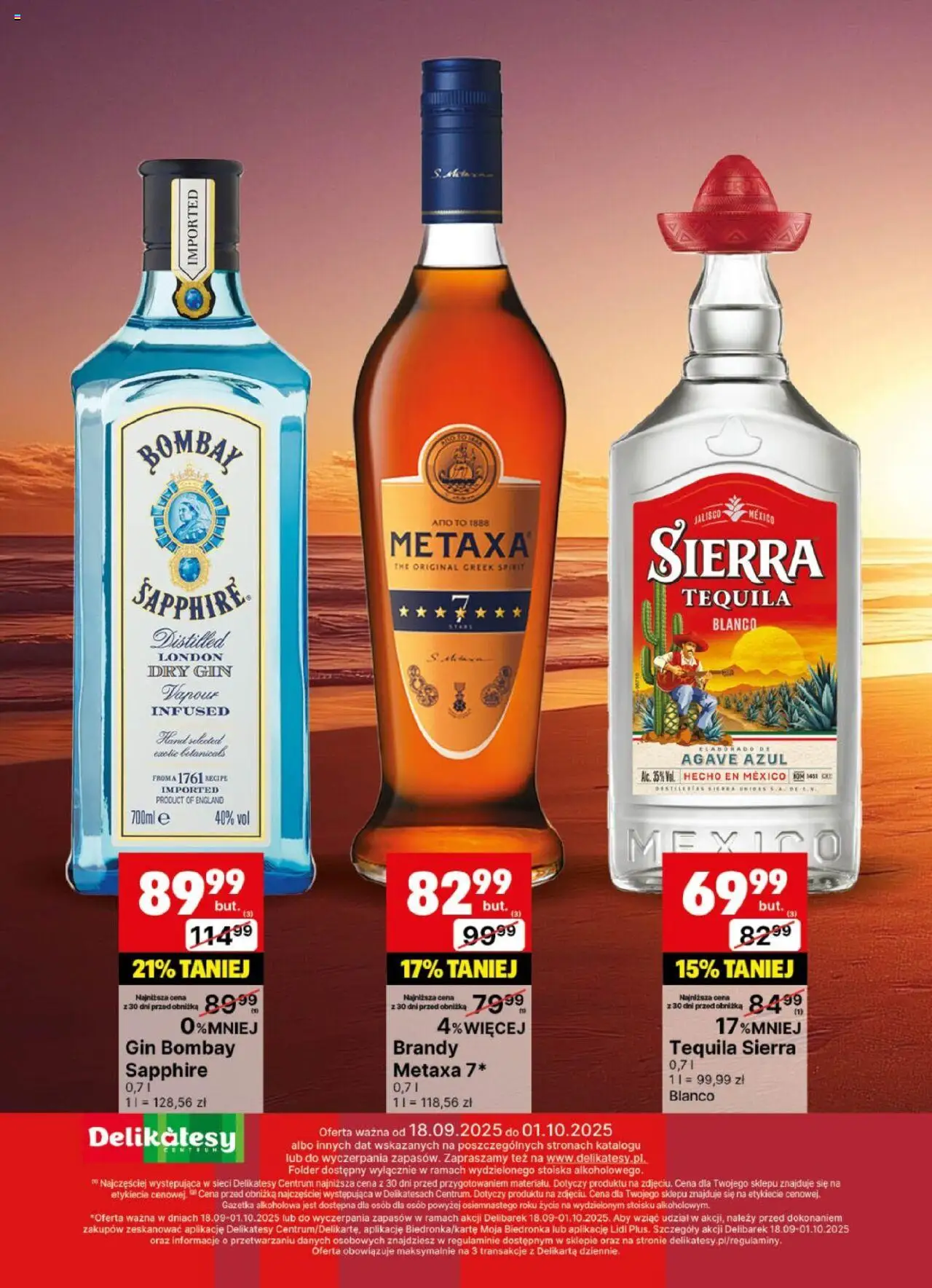 Delikatesy Centrum Gazetka - DeliBarek od 18.09.2025 | Strona: 22 | Produkty: Metaxa, Delikatesy, Tequila, Gin