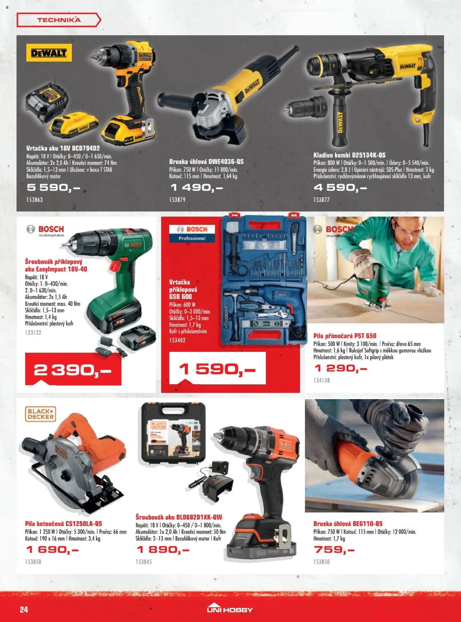 Uni Hobby leták od 05.03.2026 | Strana: 24 | Produkty: Šroubovák, Bruska, Kladivo, Vrtačka