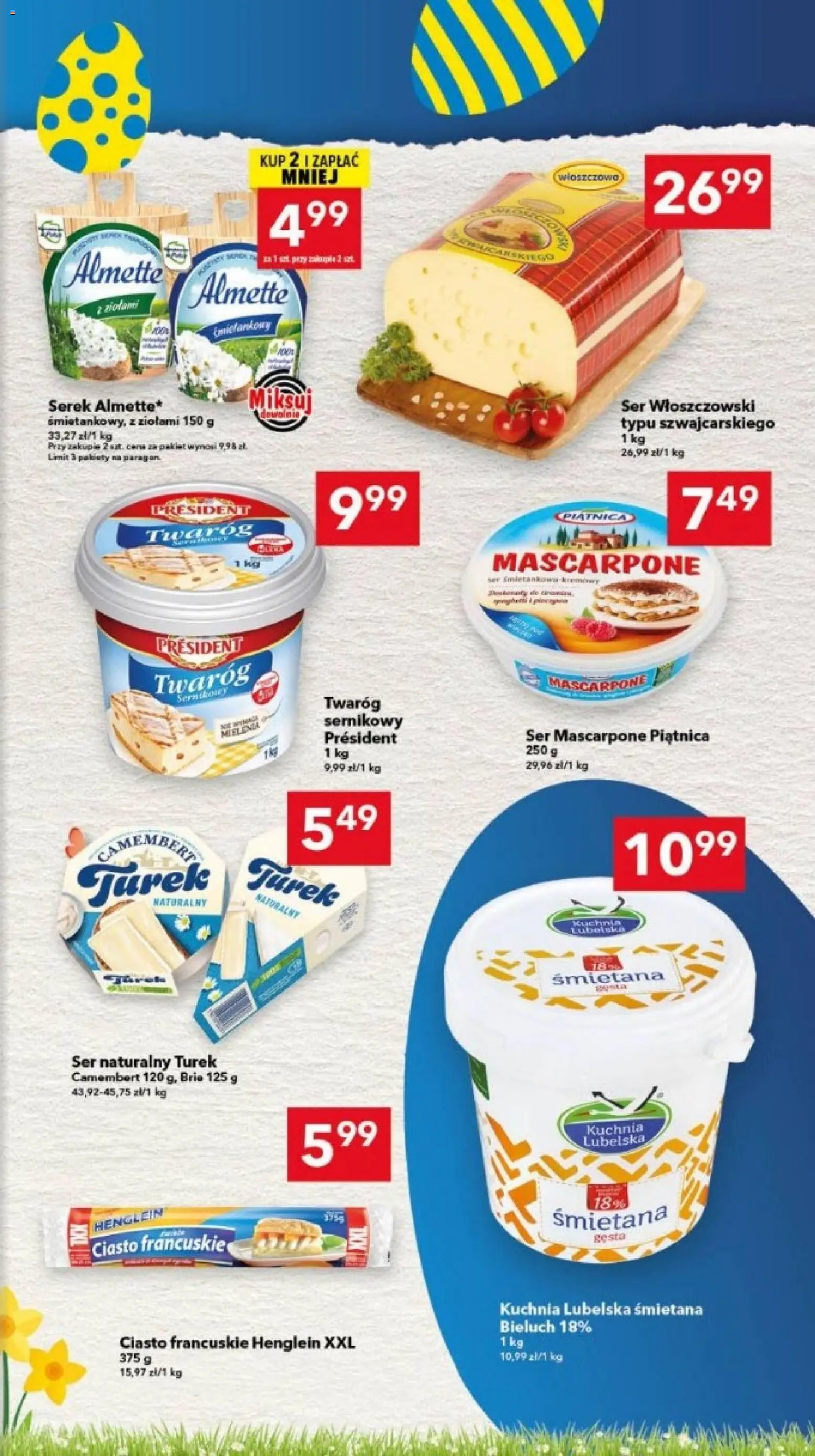Lewiatan gazetka - Lublin od 26.03.2026 | Strona: 7 | Produkty: Serek, Ciasto francuskie, Ciasto, Camembert
