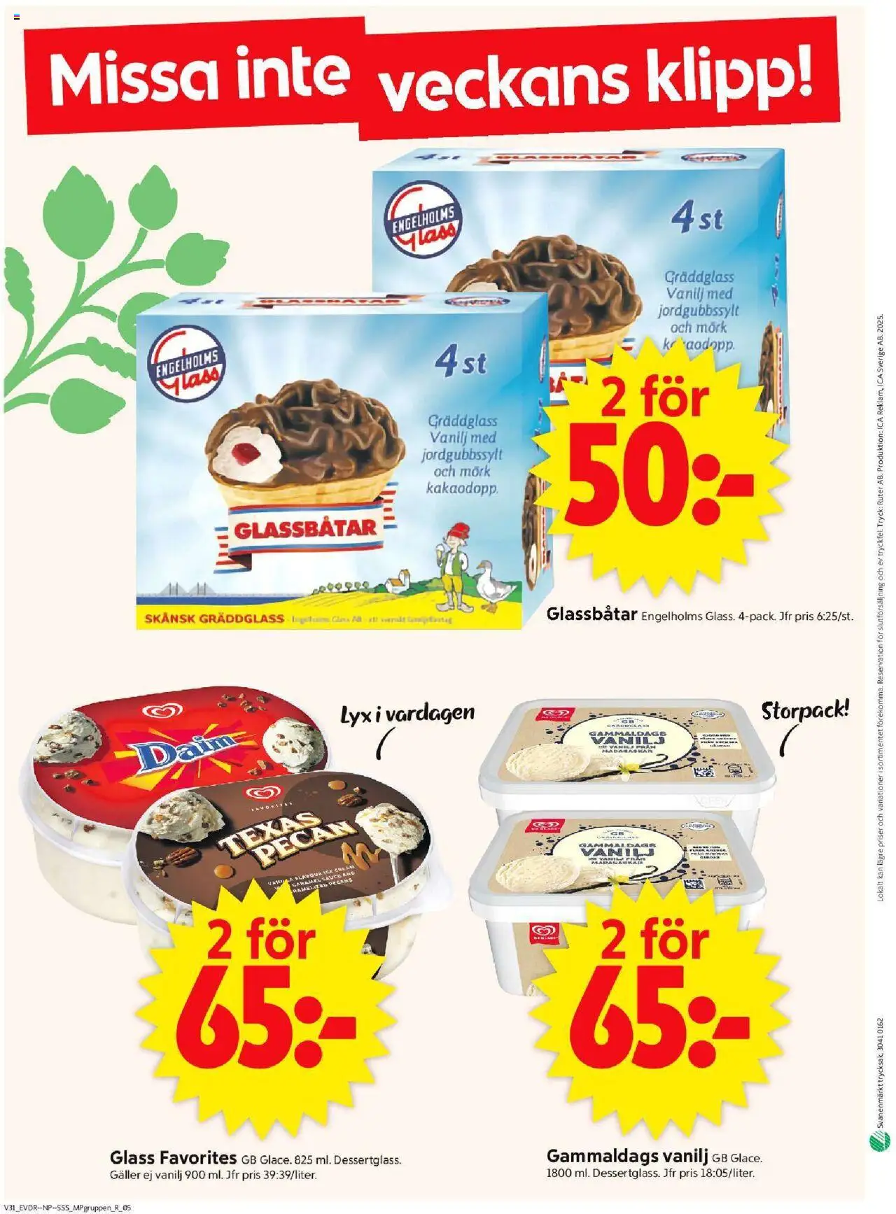 ICA Supermarket reklamblad aktuell från 28.07.2025 | Sida: 14 | Produkter: Galler, Glassbåtar, Glass
