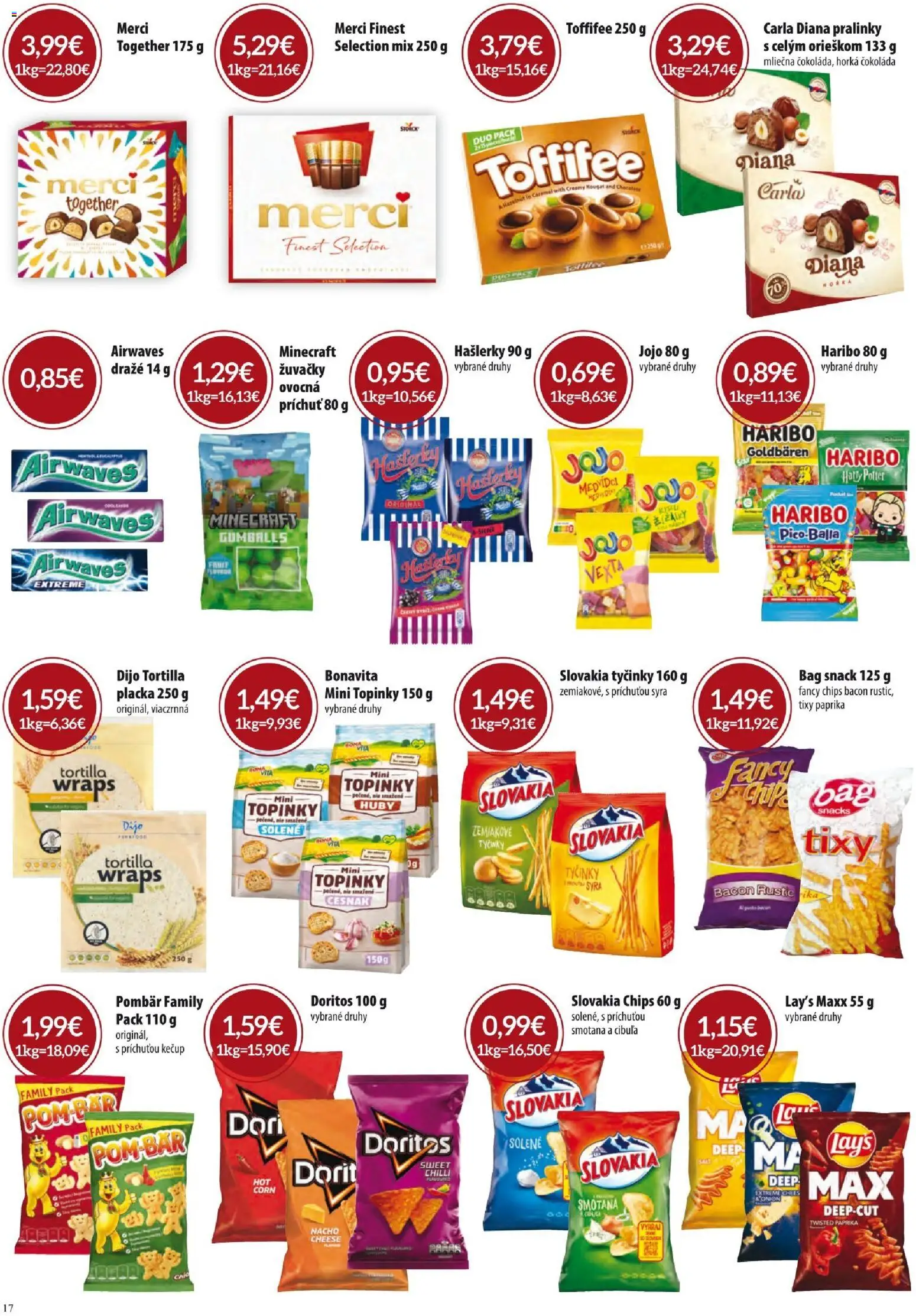 Nové KARMEN CBA akcie – leták je platný od 01.04.2026 | Strana: 17 | Produkty: Chilli, Merci, Čokoláda, Cibuľa