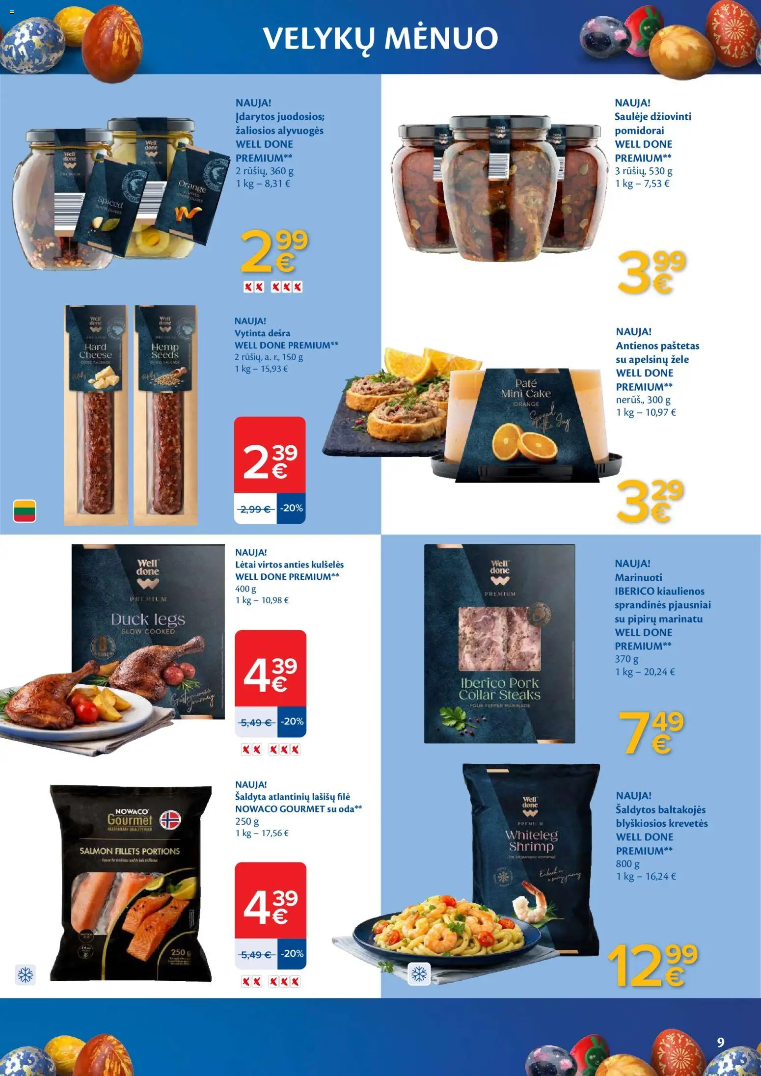 MAXIMA akcijos nuo 31.03.2026 | Puslapis: 9 | Prekių: Lašišų filė, Dešra, Pomidorai, Saulėje džiovinti pomidorai