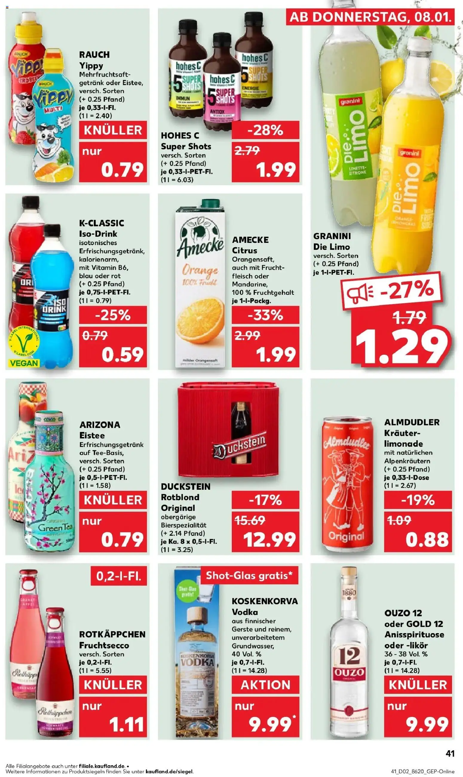 Kaufland prospekt Lippstadt	 – gültig ab 11.01.2026 | Seite: 41 | Produkte: Ouzo, Fruchtsecco, Granini die limo, Vodka