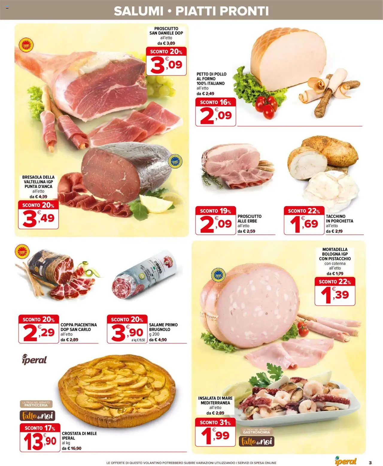 Volantino Iperal del 17.09.2025 | Pagina: 3 | Prodotti: Salame, Mele, Tacchino, Mortadella