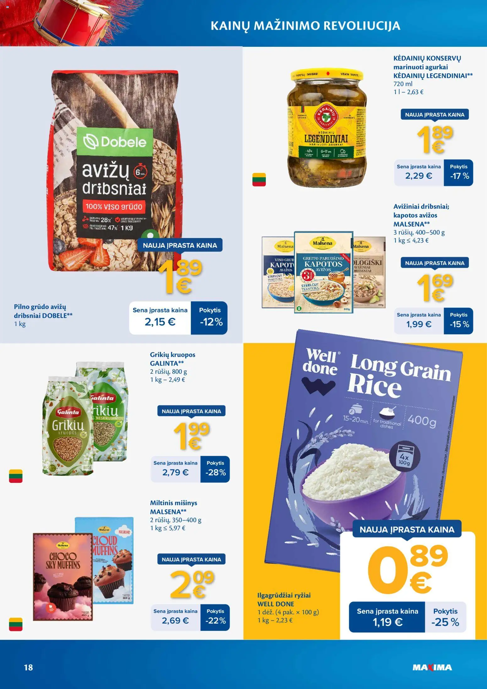 MAXIMA akcijos nuo 07.04.2026 | Puslapis: 18 | Prekių: Agurkai, Kruopos, Ryžiai, Dribsniai