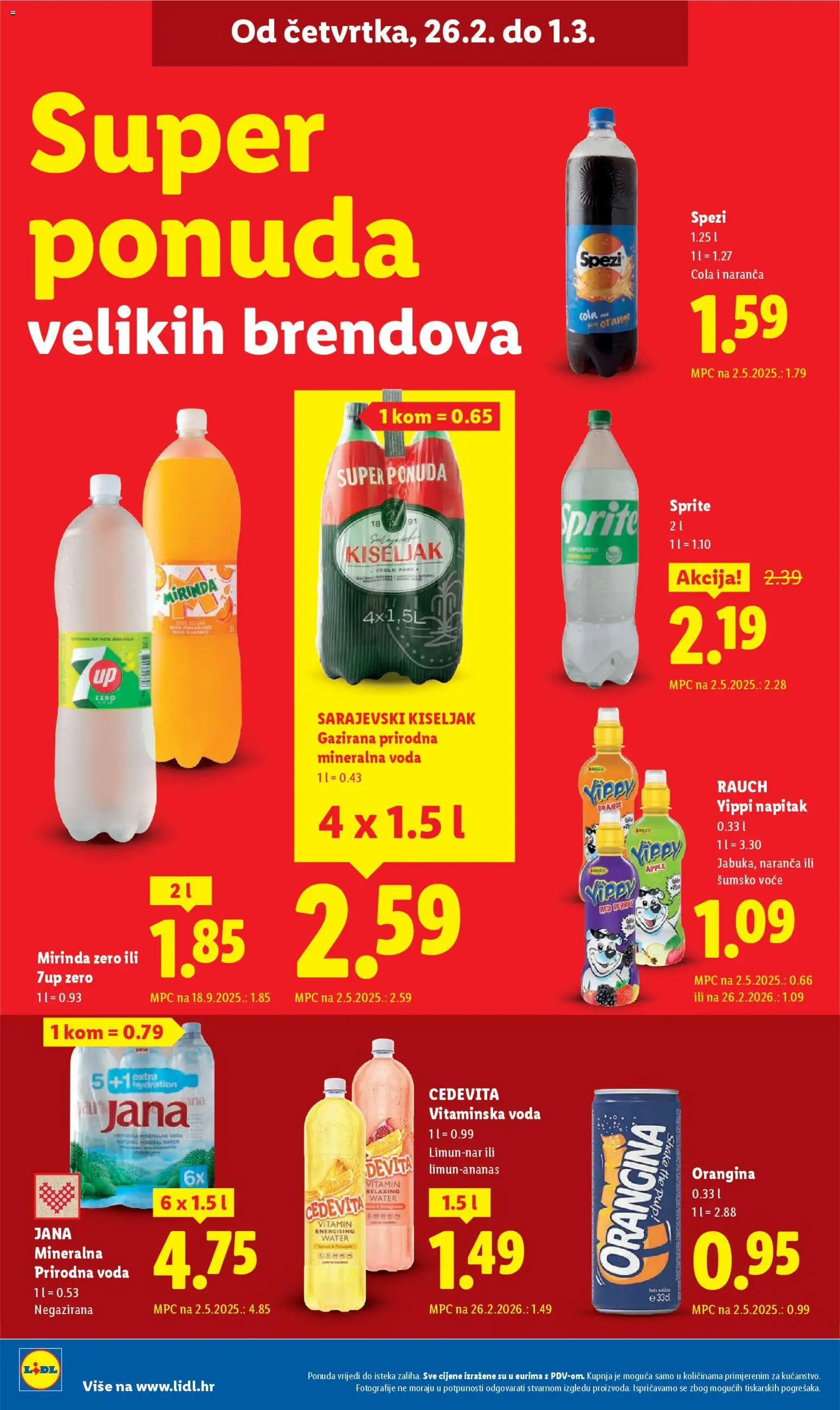 Lidl katalog | vrijedi od 23.02.2026 | Stranica: 60 | Proizvodi: Sprite, Sarajevski kiseljak, Voda, Voće