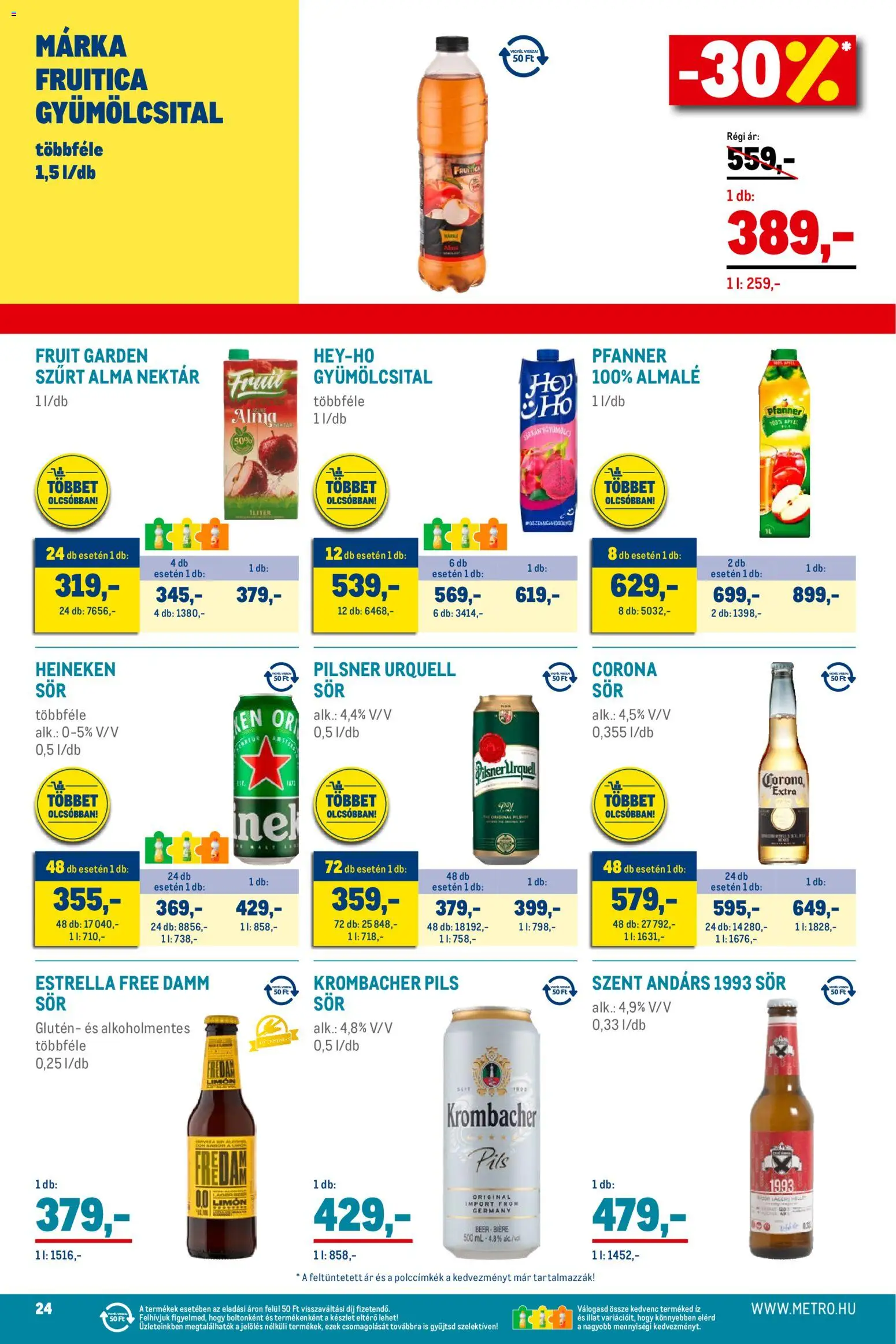 Metro akciós ujság - amely érvényes a következő dátumtól: 02.11.2025 | Oldal: 24 | Termékek: Gyümölcsital, Pilsner urquell, Alma, Só