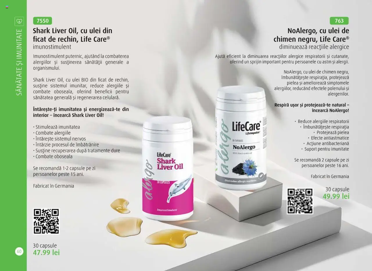 Noul catalog Life Care – valabil de la 01.10.2025 | Pagină: 62 | Produse: Şerit ödül, Ulei, Pește