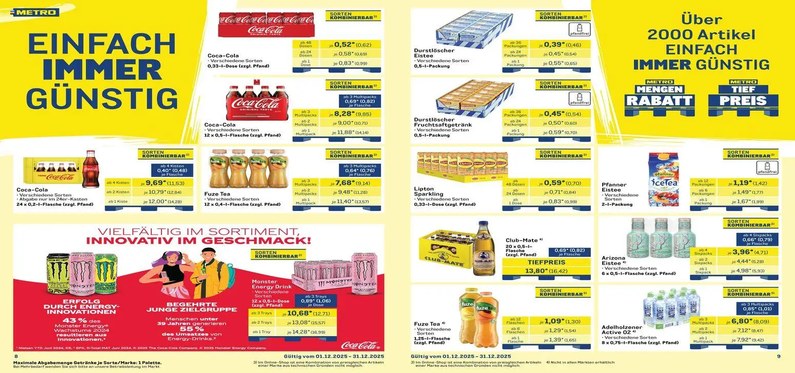Metro Monats-Mix – gültig ab 01.12.2025 | Seite: 5 | Produkte: Durstloscher, Fuze tea, Coca cola, Monster