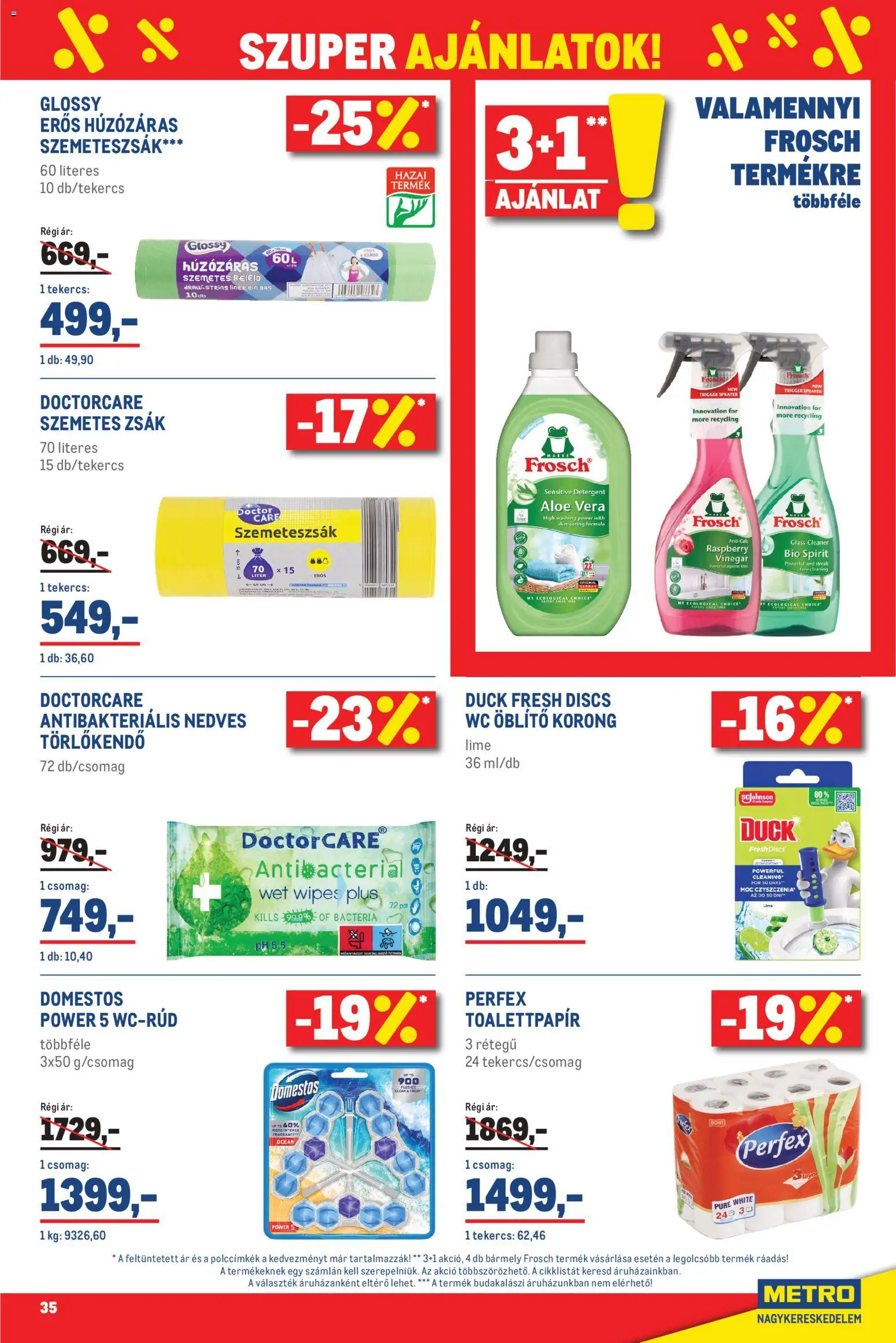 Metro akciós ujság - amely érvényes a következő dátumtól: 01.03.2026 | Oldal: 35 | Termékek: Lime, Törlőkendő, Öblítő, WC