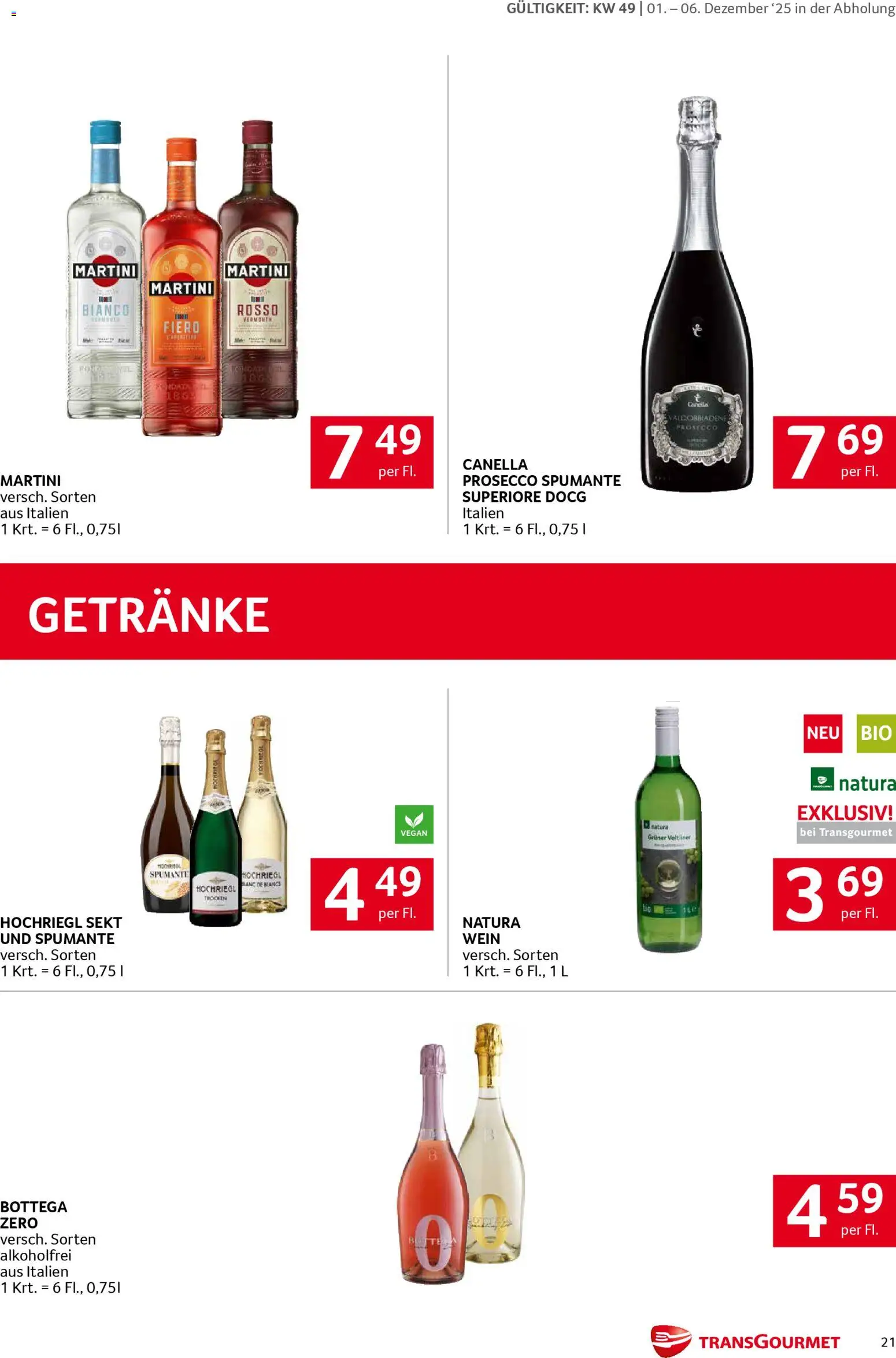 Transgourmet Flugblatt gültig ab 01.12.2025 | Seite: 21 | Produkte: Wein