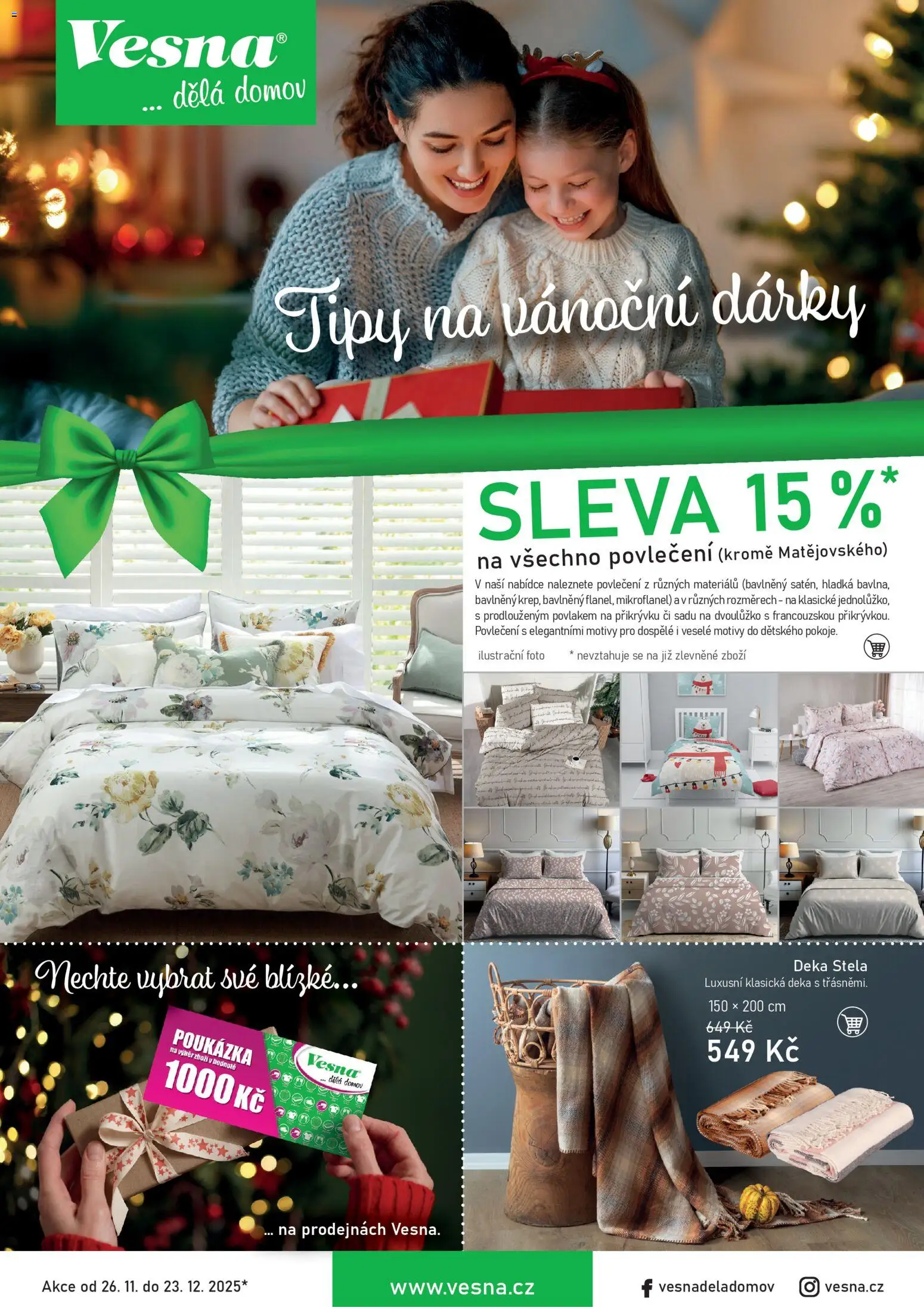 Vesna leták od 26.11.2025 | Strana: 1 | Produkty: Povlečení, Deka
