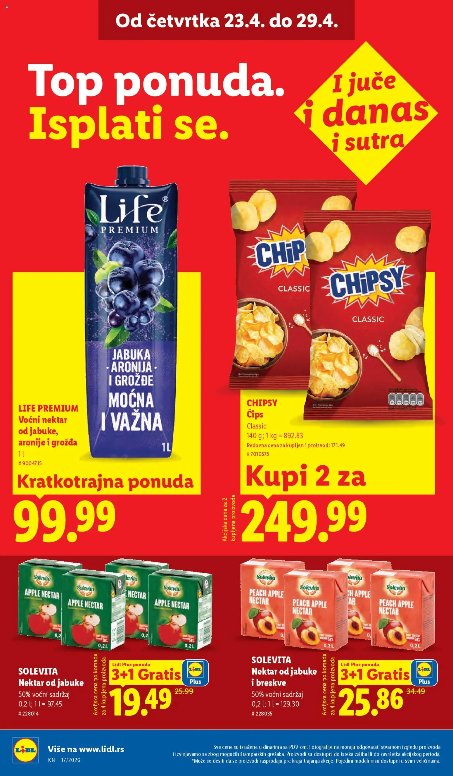 Lidl katalog - važi od 23.04.2026 | Strana: 36 | Proizvode: Čips, Nektar, Jabuke
