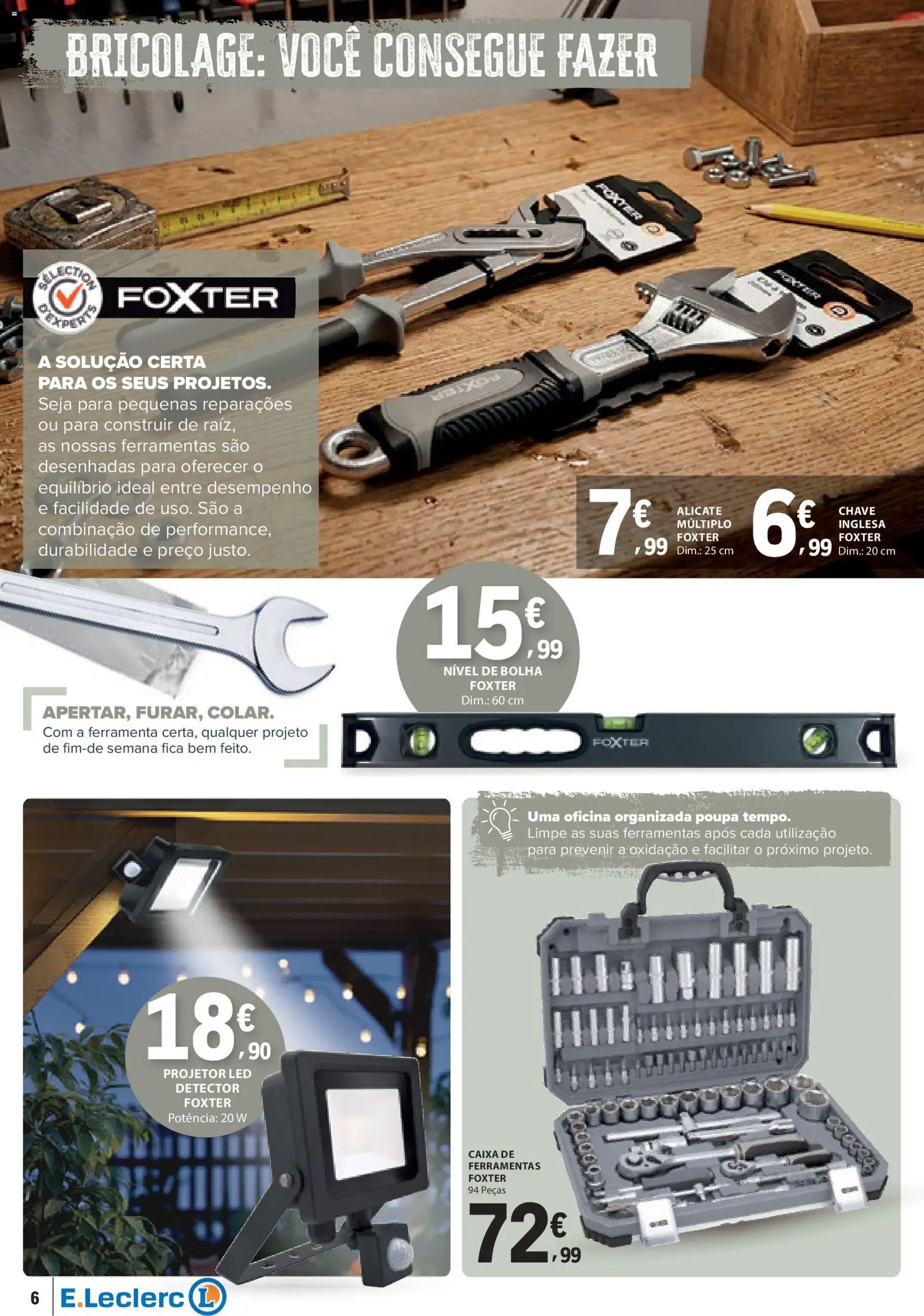 E.Leclerc folheto da Nossa Marca │ válido de 01.04.2026 | Página: 6 | Produtos: Alicate, Ferramentas, Projetor, Caixa