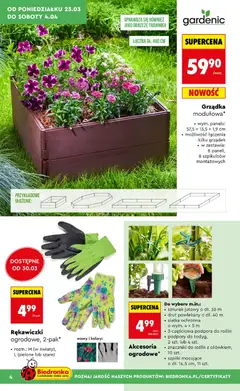 Pogląd oferty "Biedronka gazetka - Ogród" - ważna od 23.03.2026 | Strona: 4 | Produkty: Szpilki, Rękawiczki, Siatka