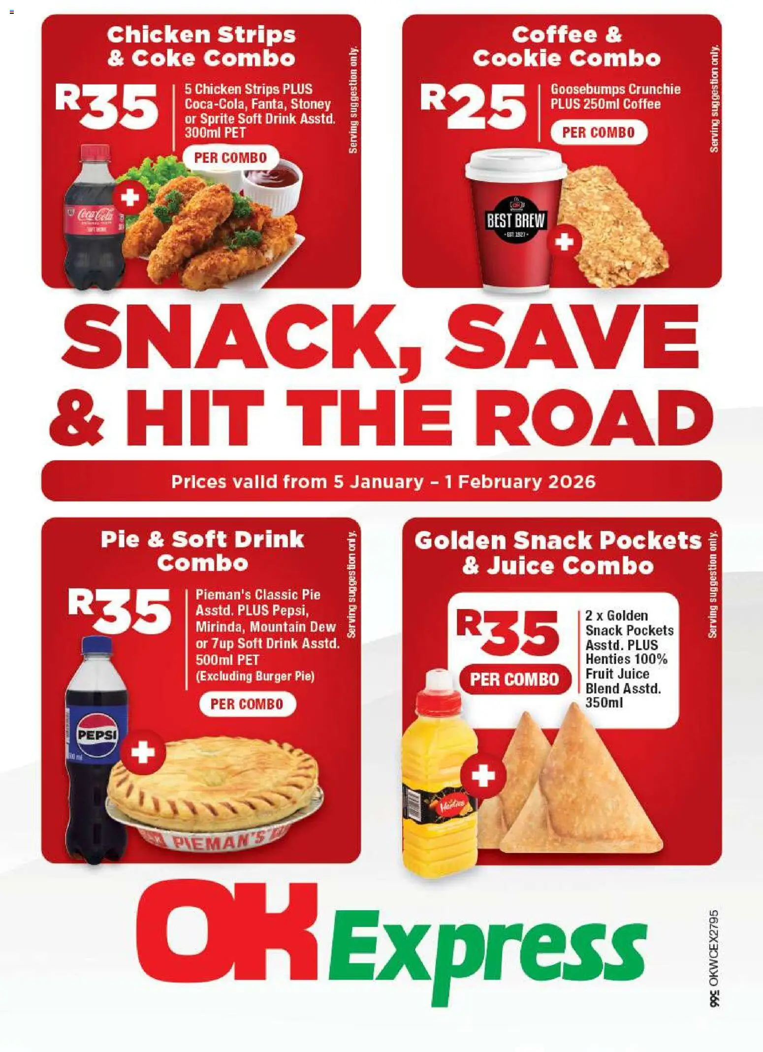 New OK Foods catalogue – valid from 05.01.2026 | Page: 1 | Products: Coke, Coffee, Chicken, Sprite