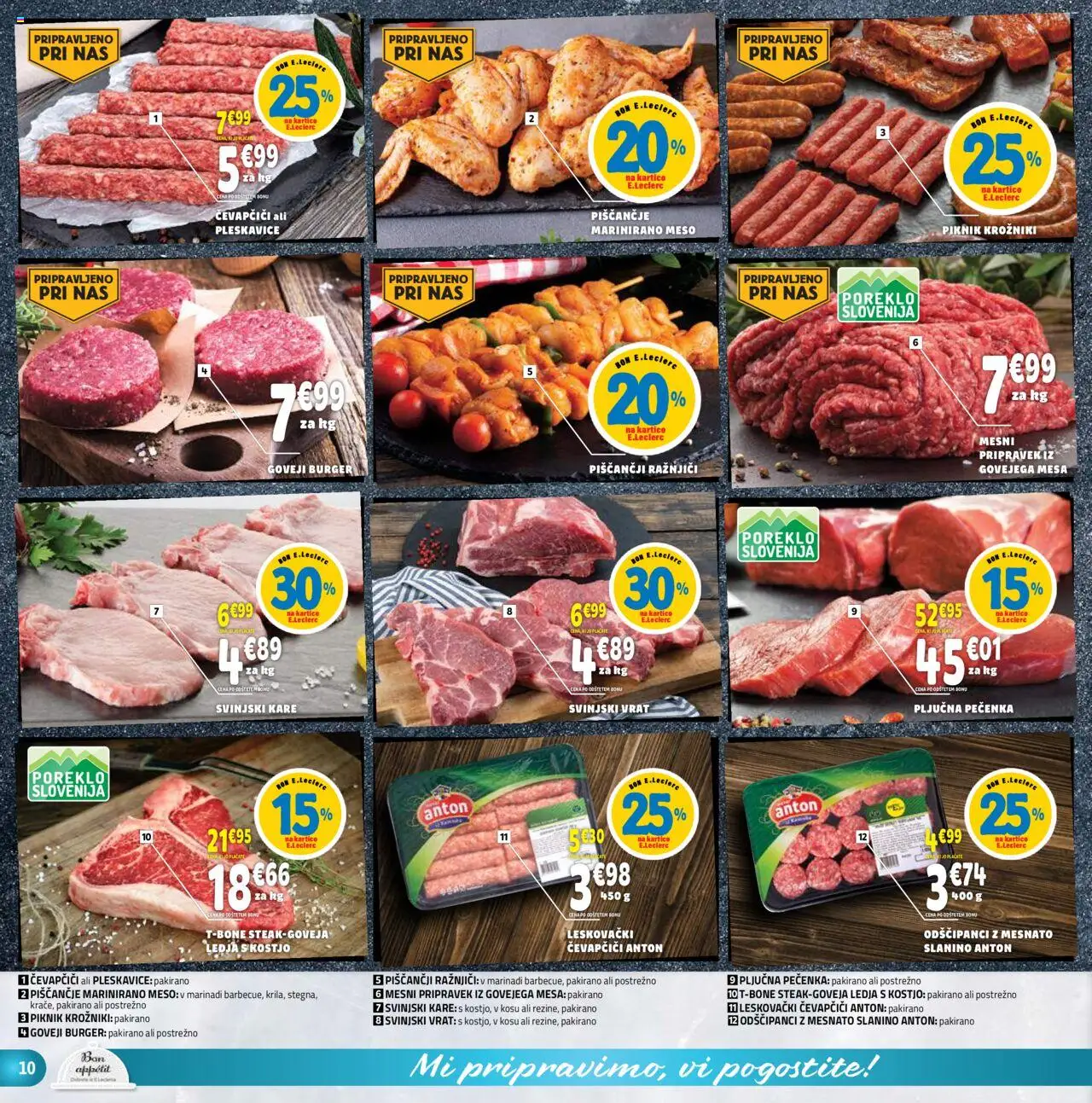 E.leclerc katalog │ velja od 11.06.2025 | Stran: 10 | Izdelki: Čevapčiči, Ražnjiči, Pleskavice