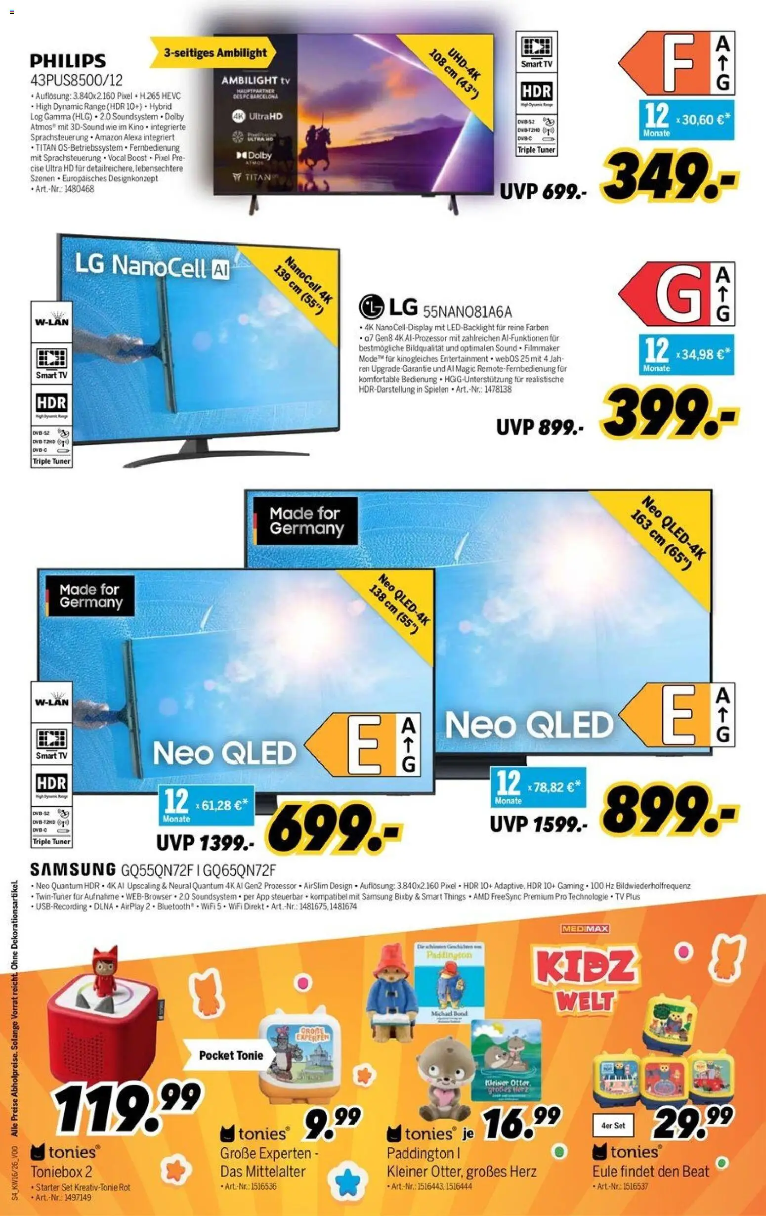 Medimax Prospekt 	 – gültig ab 11.04.2026 | Seite: 4 | Produkte: LG, Philips, Smart TV, TV