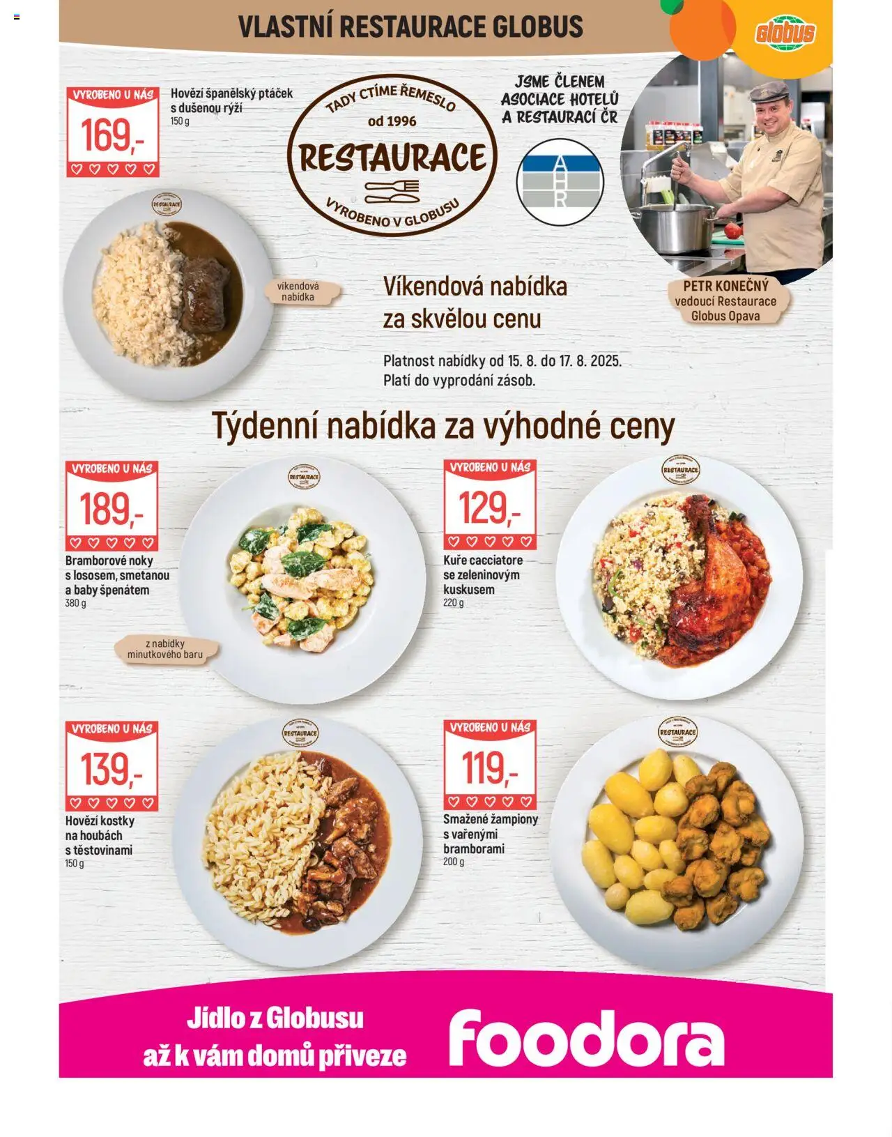 Globus leták - Opava od 13.08.2025 | Strana: 8 | Produkty: Globus, Bramborové noky, Kostky, Kuře
