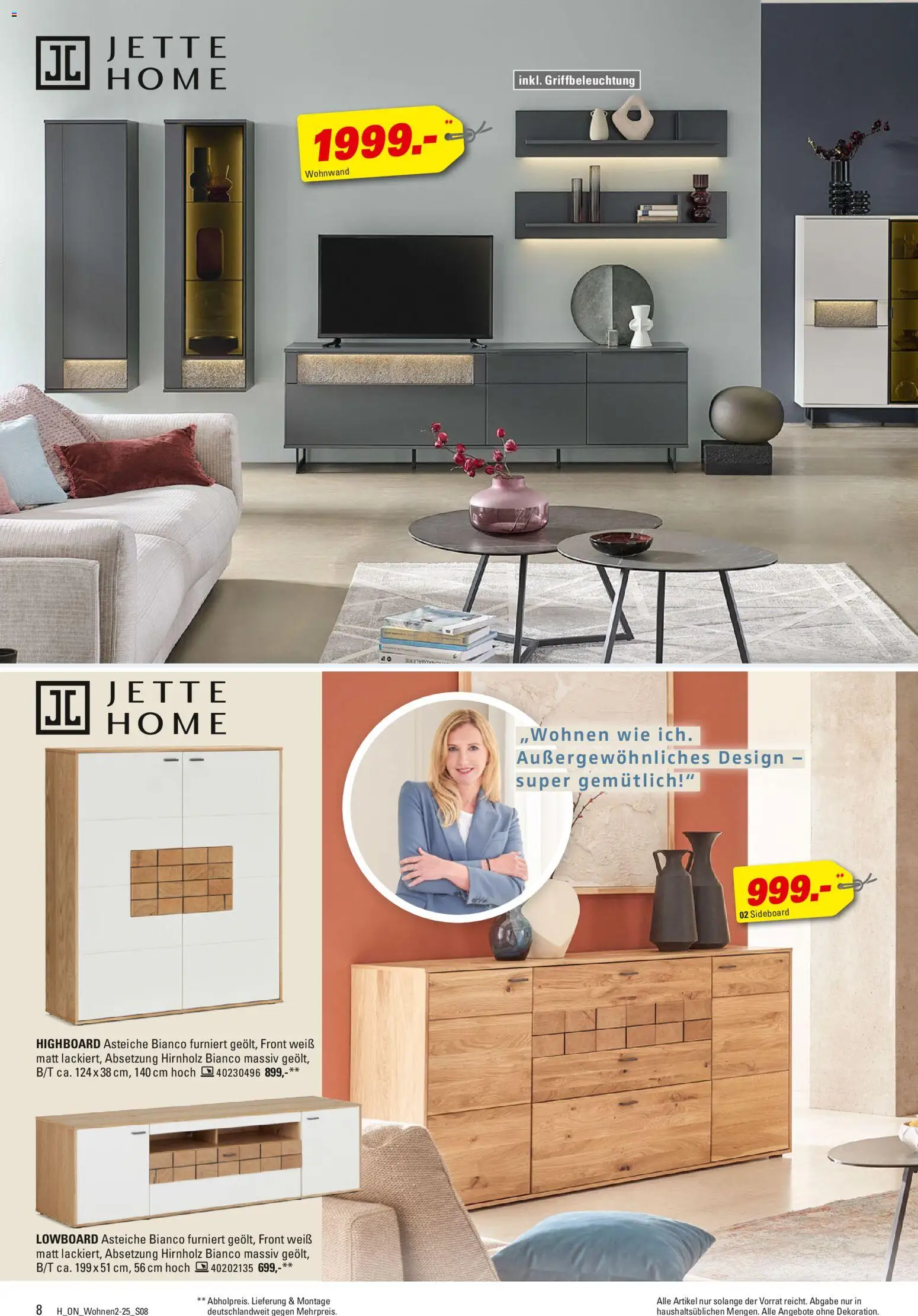 Höffner Wohnen Spezial – gültig ab 29.10.2025 | Seite: 8 | Produkte: Sideboard, Wohnwand, Lowboard, HIghboard