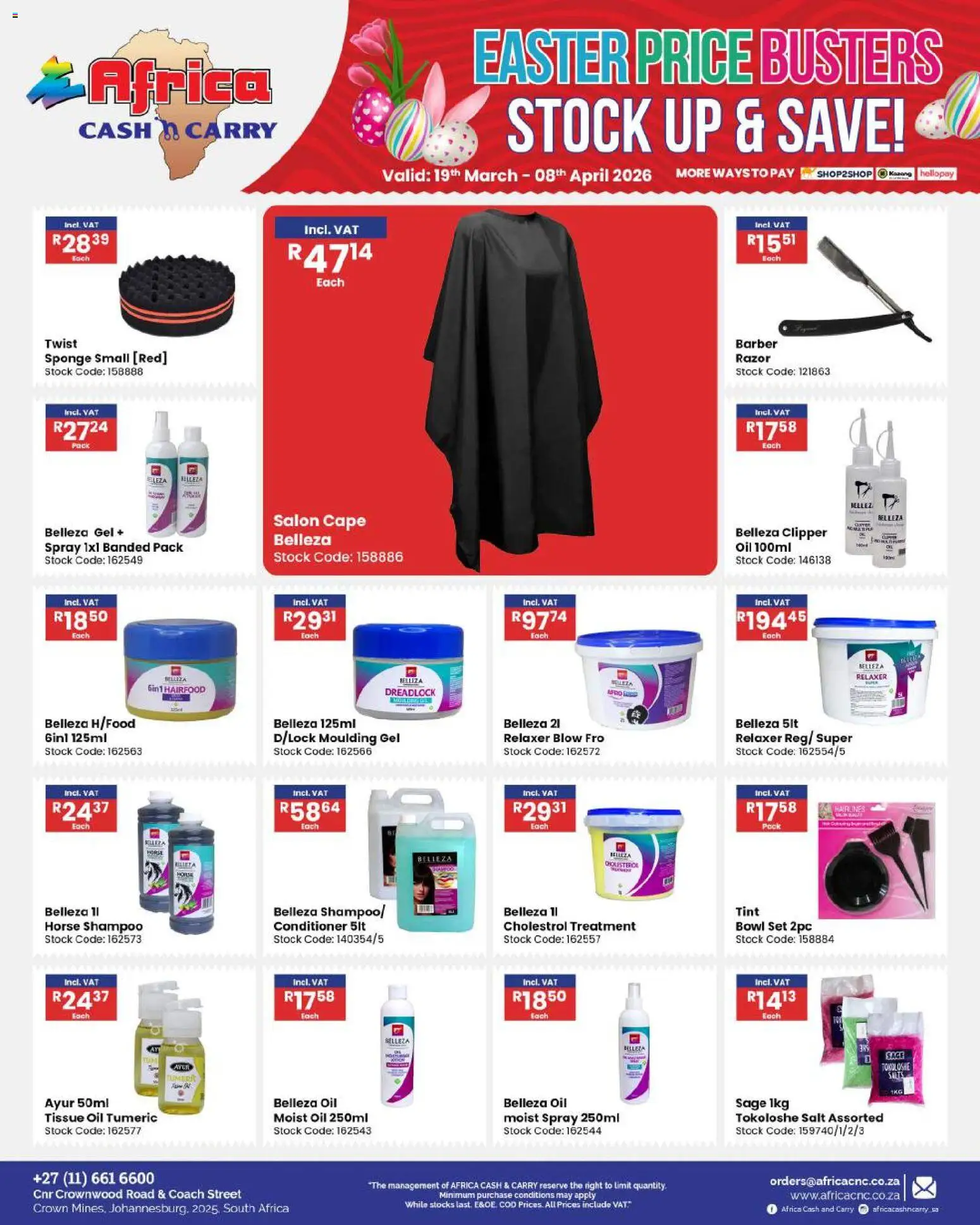 New Africa Cash & Carry catalogue – valid from 19.03.2026 | Page: 71 | Products: Tissue oil, Oil, Stock, Relaxer