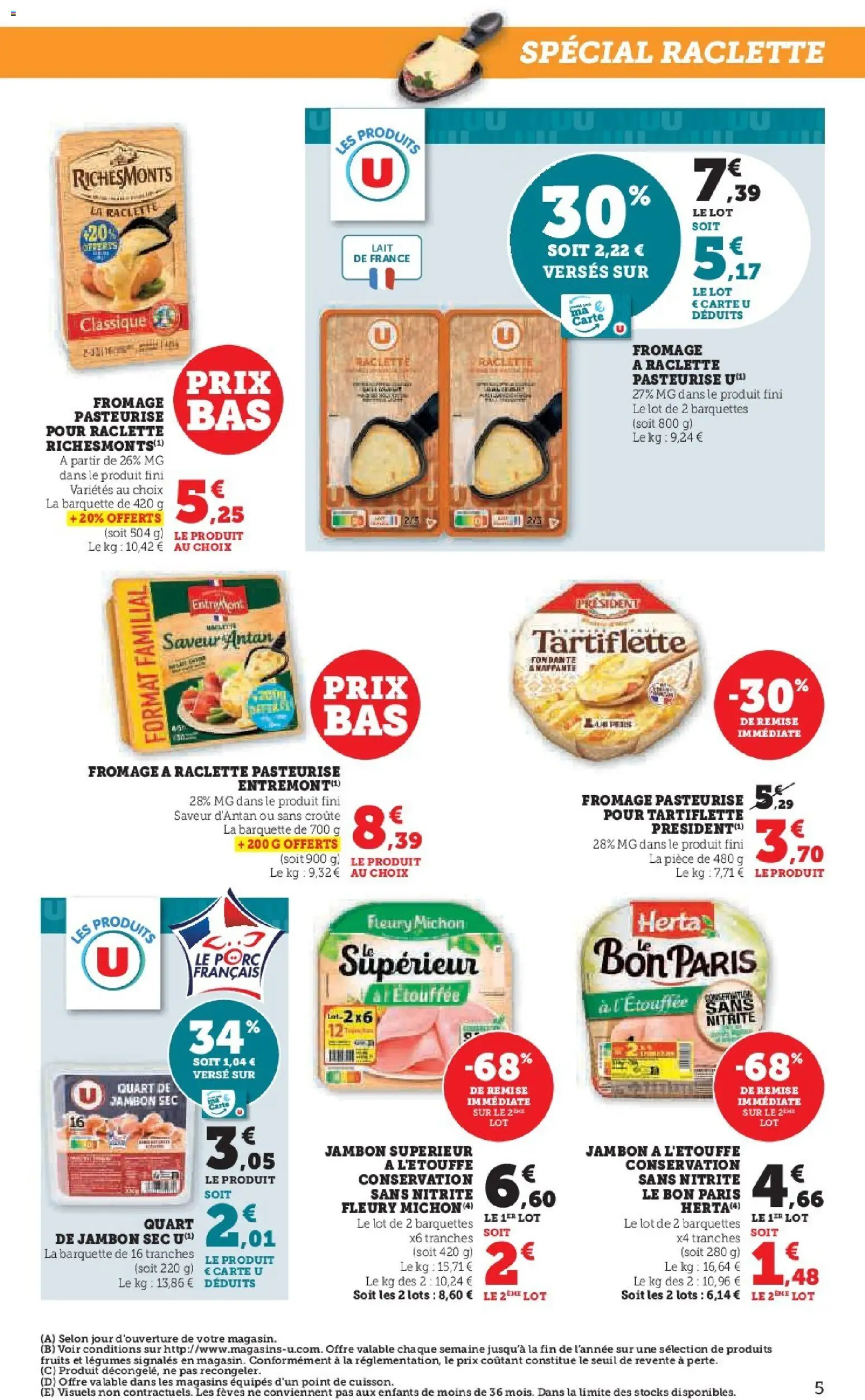 {H1} | Page: 5 | Produits: Tartiflette, Raclette, Fromage, Jambon