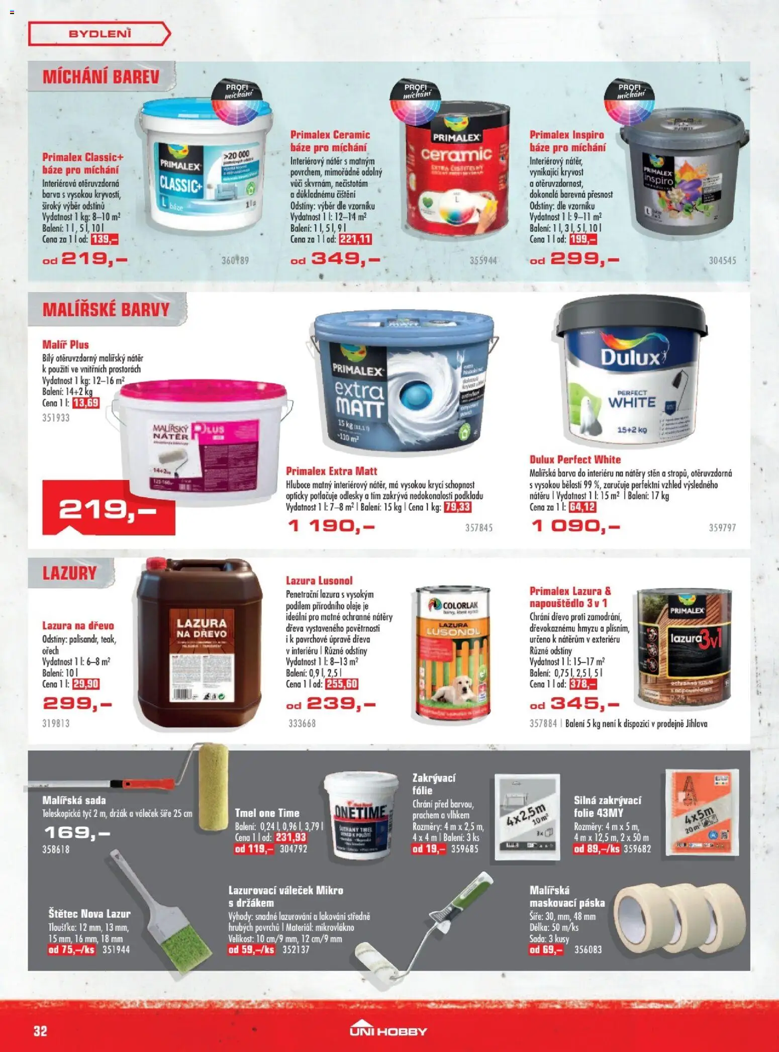 Uni Hobby leták od 05.03.2026 | Strana: 32 | Produkty: Váleček, Malířská sada, Barvy, Štětec