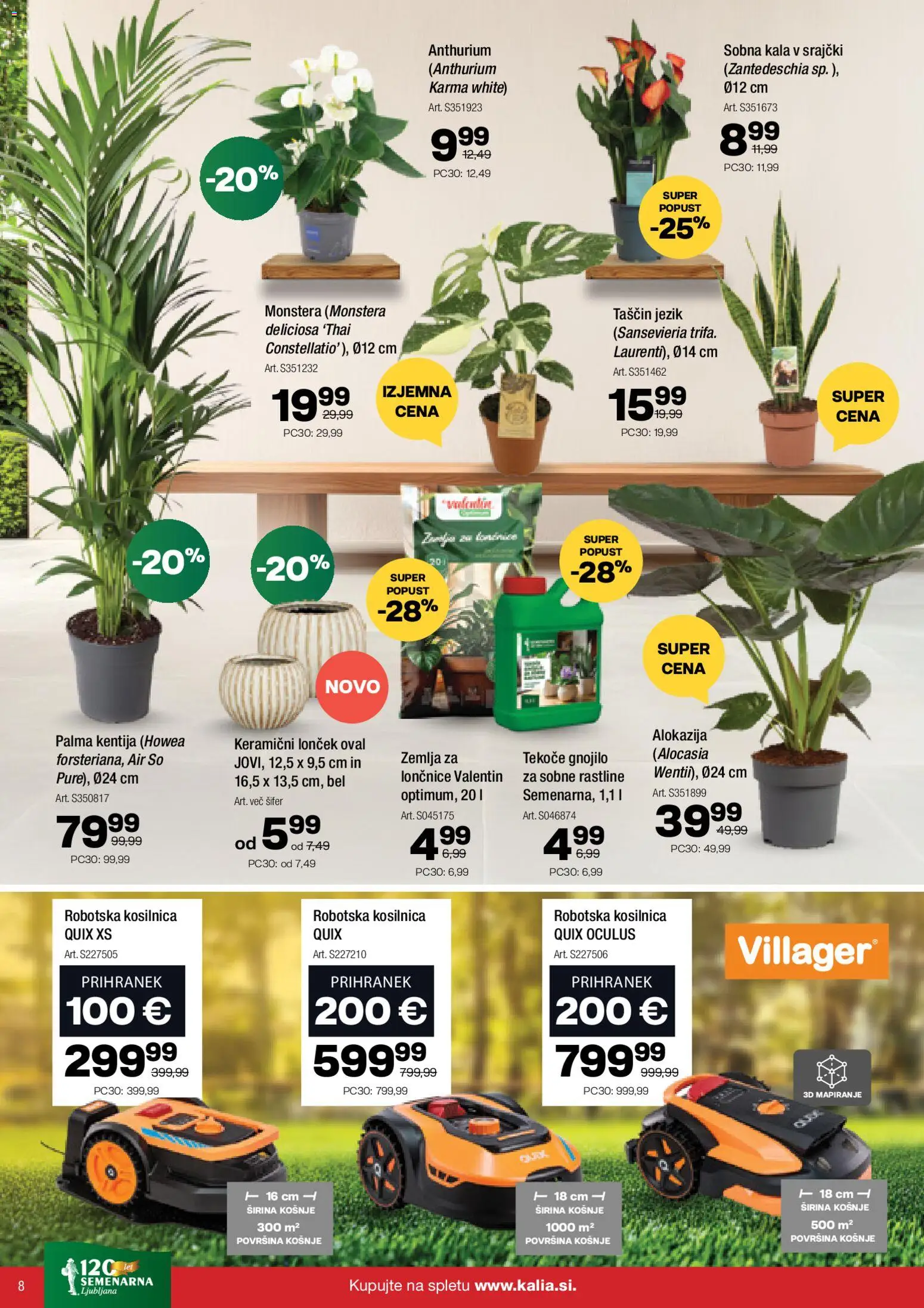 Novi Kalia katalog ponudbe – veljaven od 13.04.2026 | Stran: 8 | Izdelki: Žemlja, Kosilnica, Lončnice, Robotska kosilnica