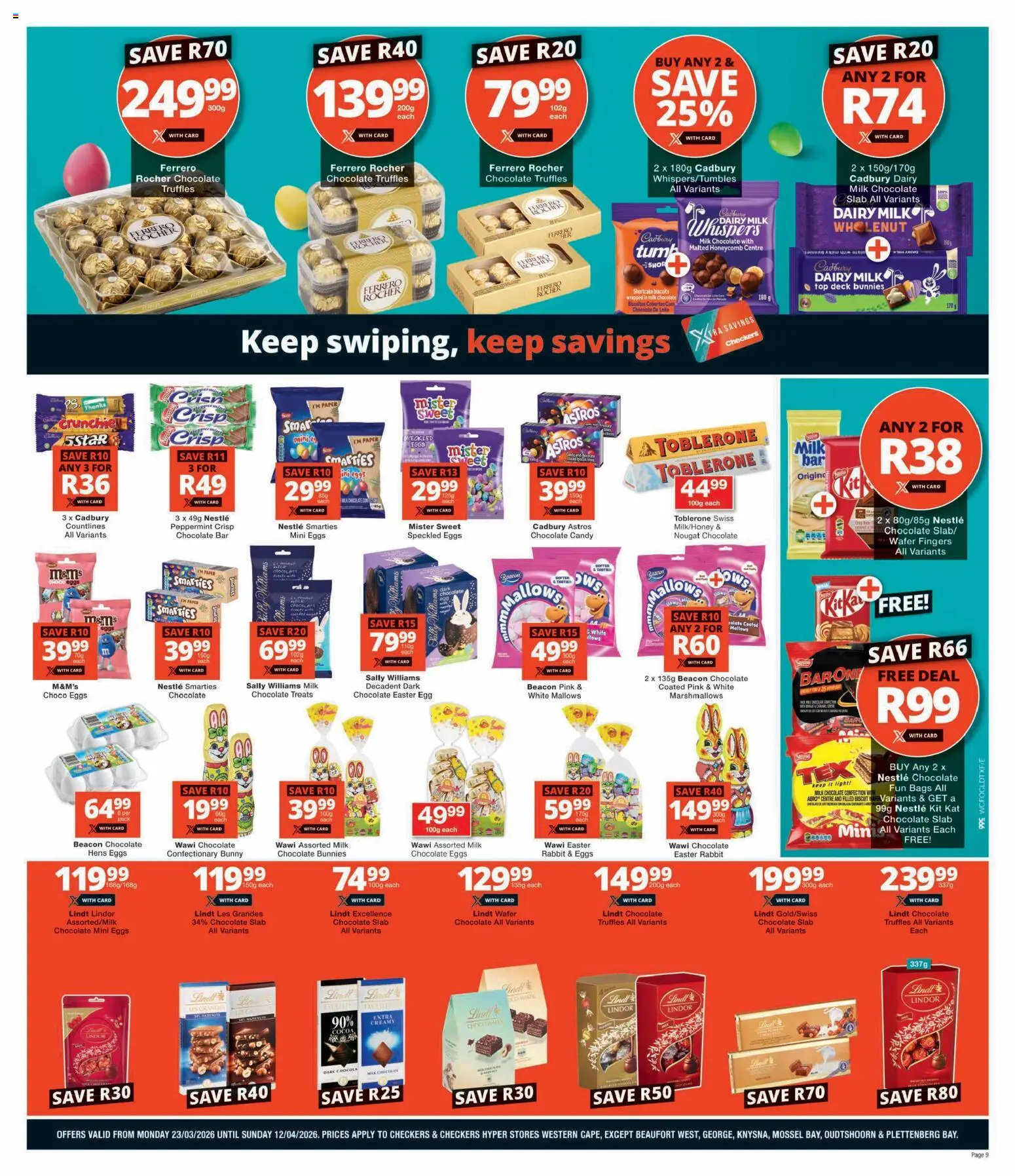 New Checkers catalogue – valid from 23.03.2026 | Page: 9 | Products: Queso de vaca, Milk, Eggs, Biscuits
