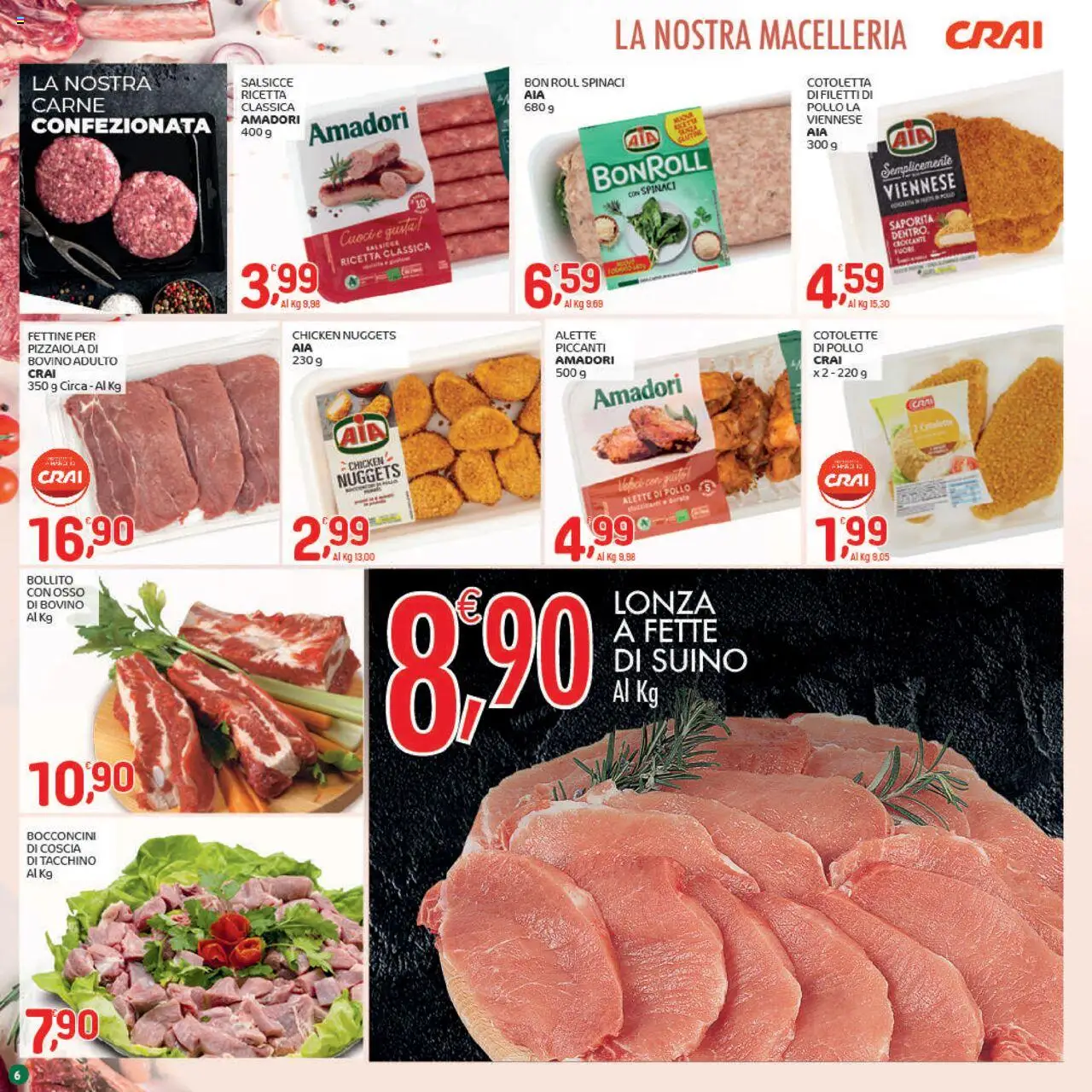 Volantino CRAI del 18.09.2025 | Pagina: 6 | Prodotti: Bovino, Pollo, Suino, Spinaci