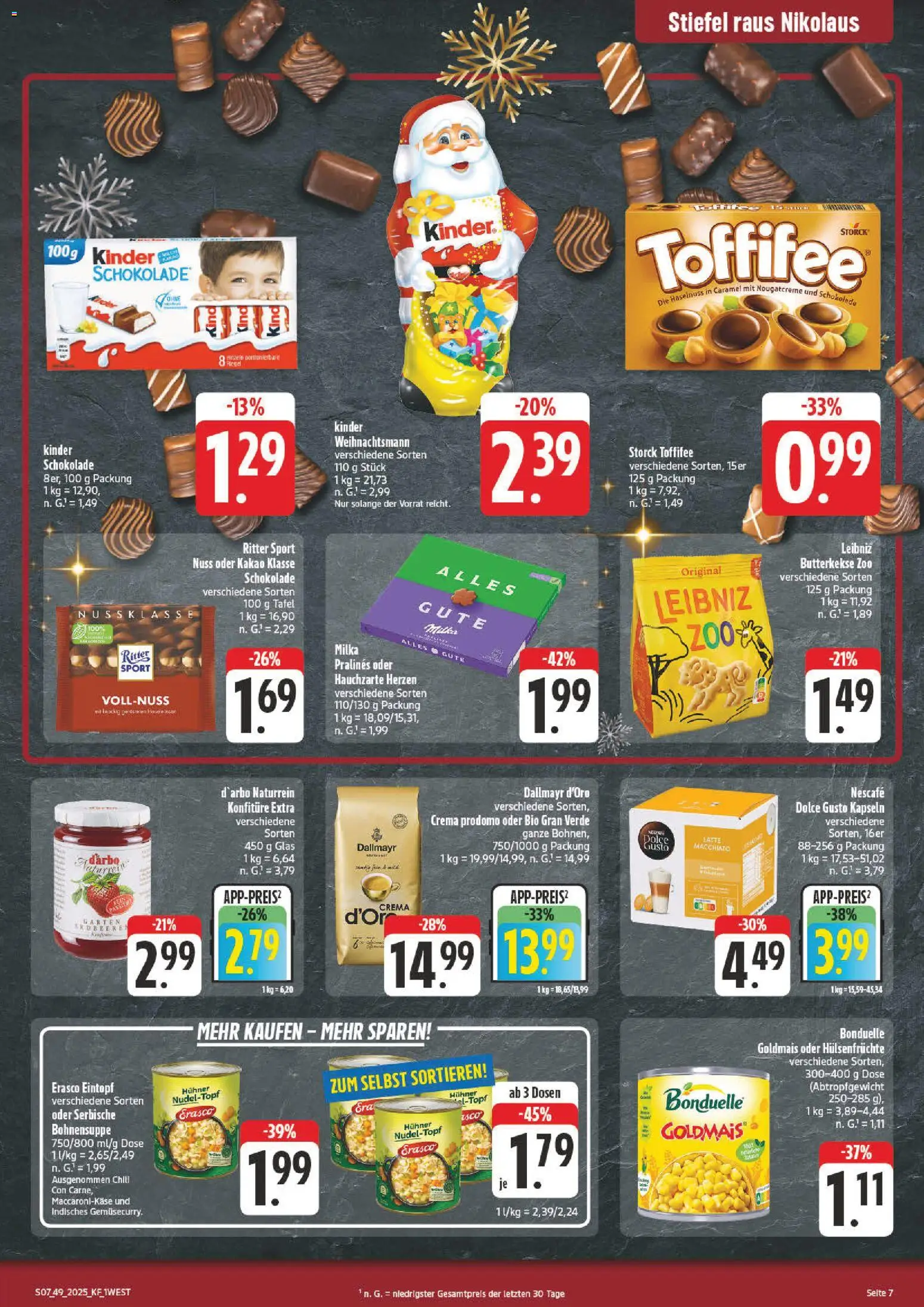 nah & gut Prospekt 	 – gültig ab 01.12.2025 | Seite: 7 | Produkte: Nescafe, Schokolade, Ritter sport, Stiefel