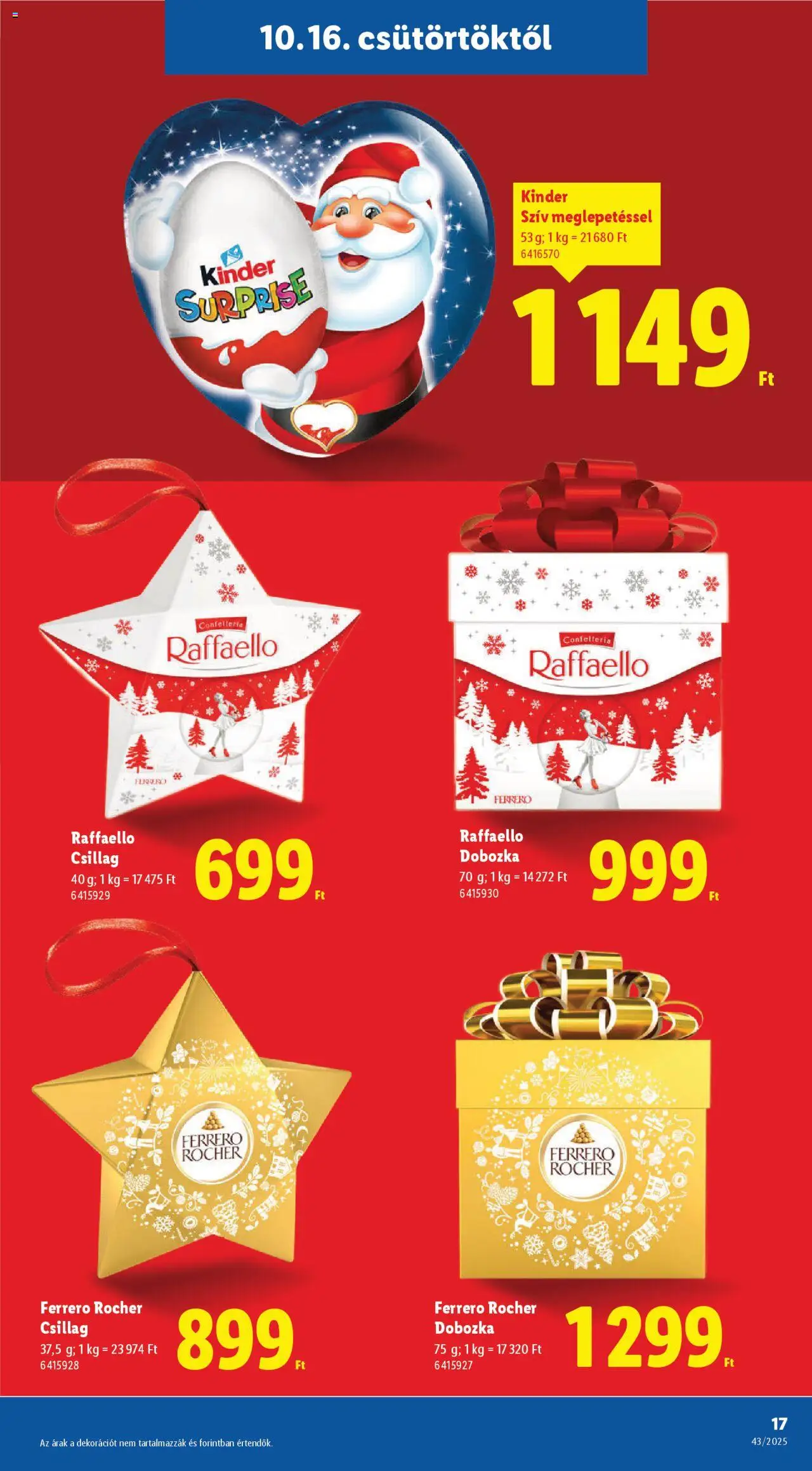 Lidl akciós ujság - amely érvényes a következő dátumtól: 16.10.2025 | Oldal: 17 | Termékek: Raffaello, Ferrero rocher