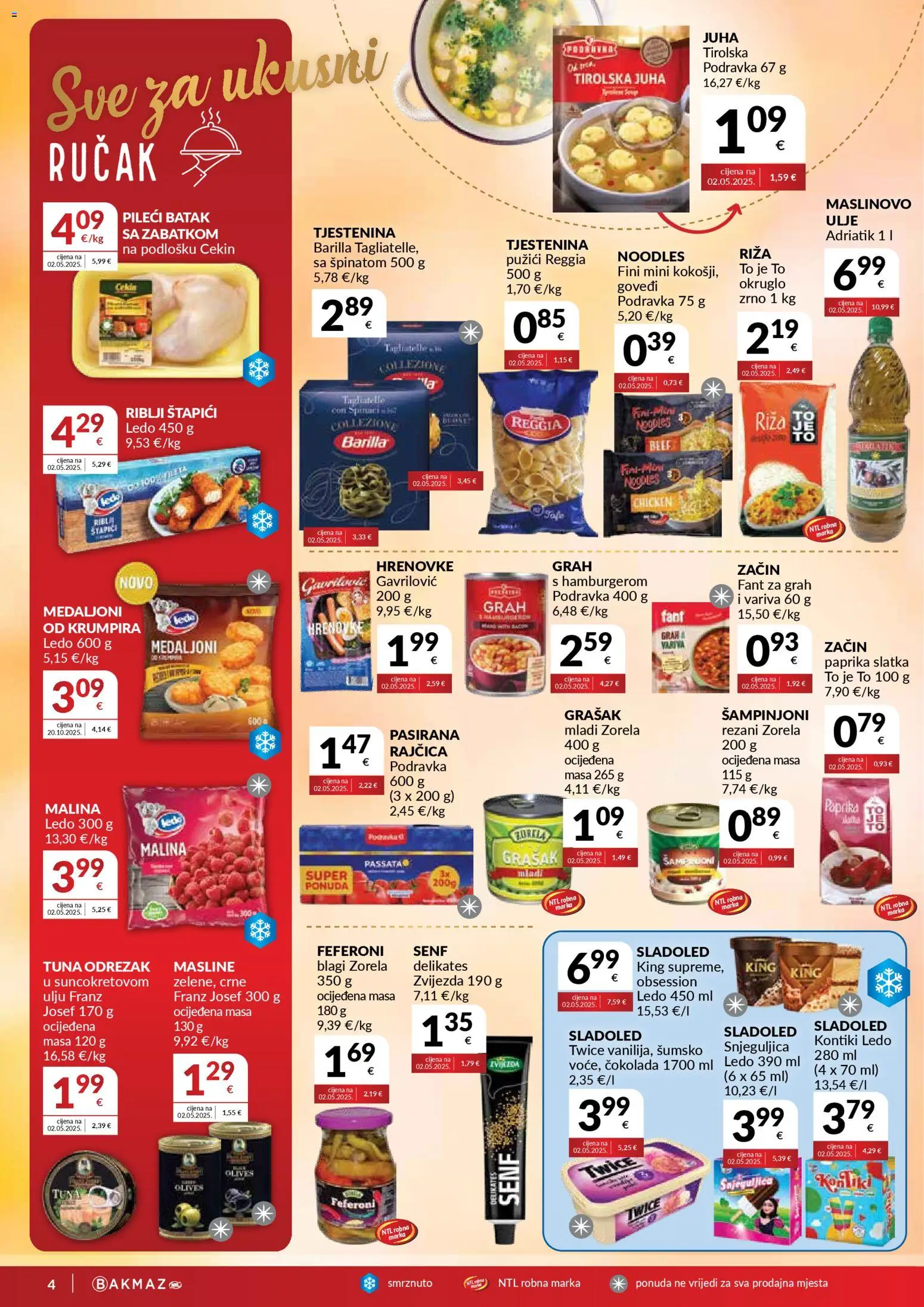 Bakmaz katalog | vrijedi od 22.04.2026 | Stranica: 4 | Proizvodi: Ledo, Sladoled, Juha, Rajčica