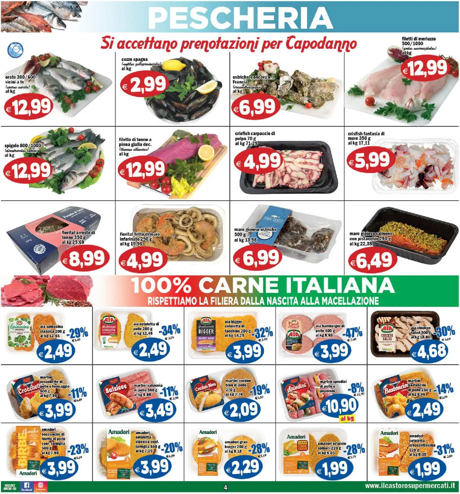 Volantino Il Castoro del 27.12.2025 | Pagina: 4 | Prodotti: Merluzzo, Polpo, Salsiccia, Hamburger