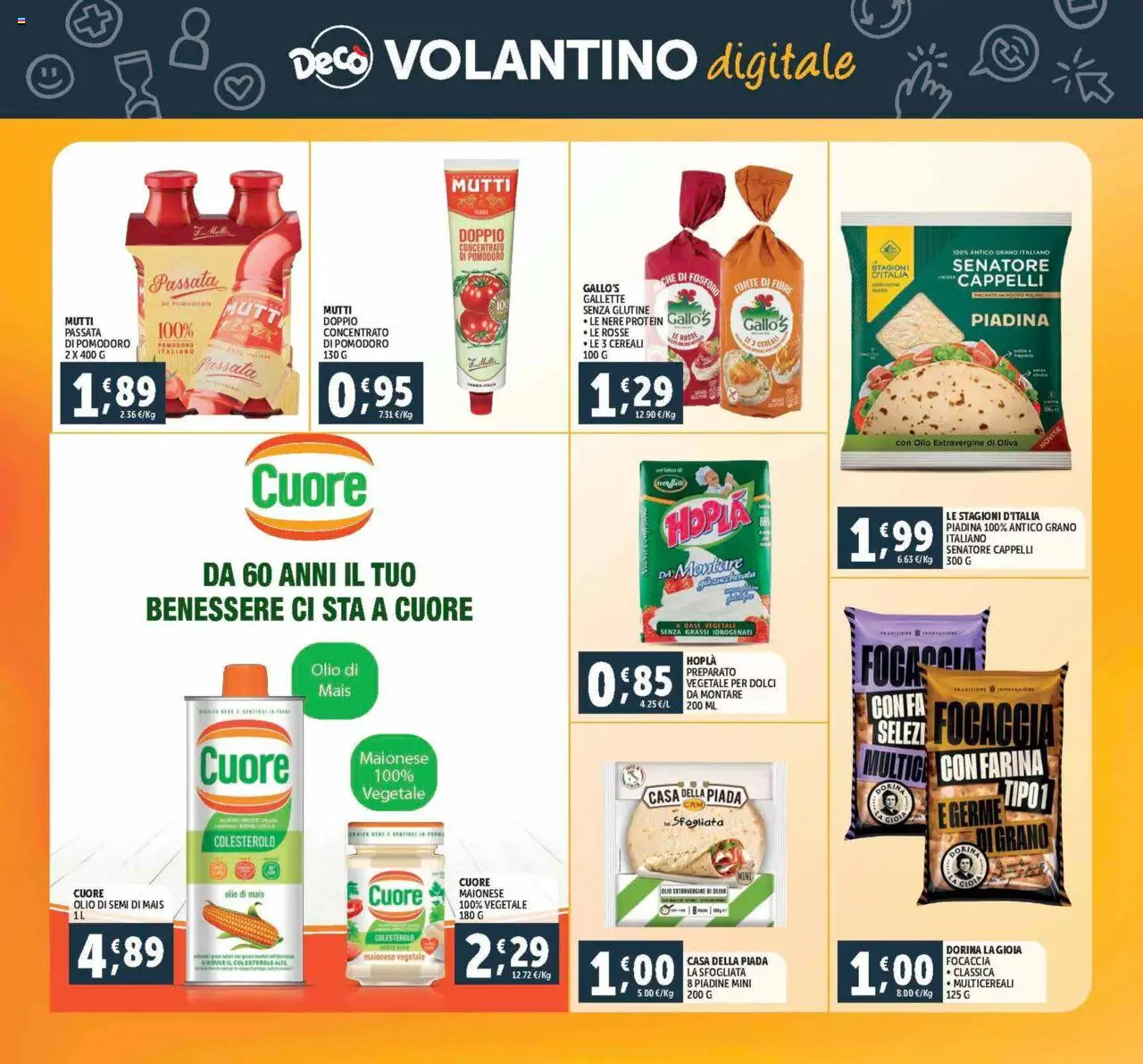 Volantino Decò del 12.09.2025 | Pagina: 28 | Prodotti: Focaccia, Pomodoro, Olio, Mutti