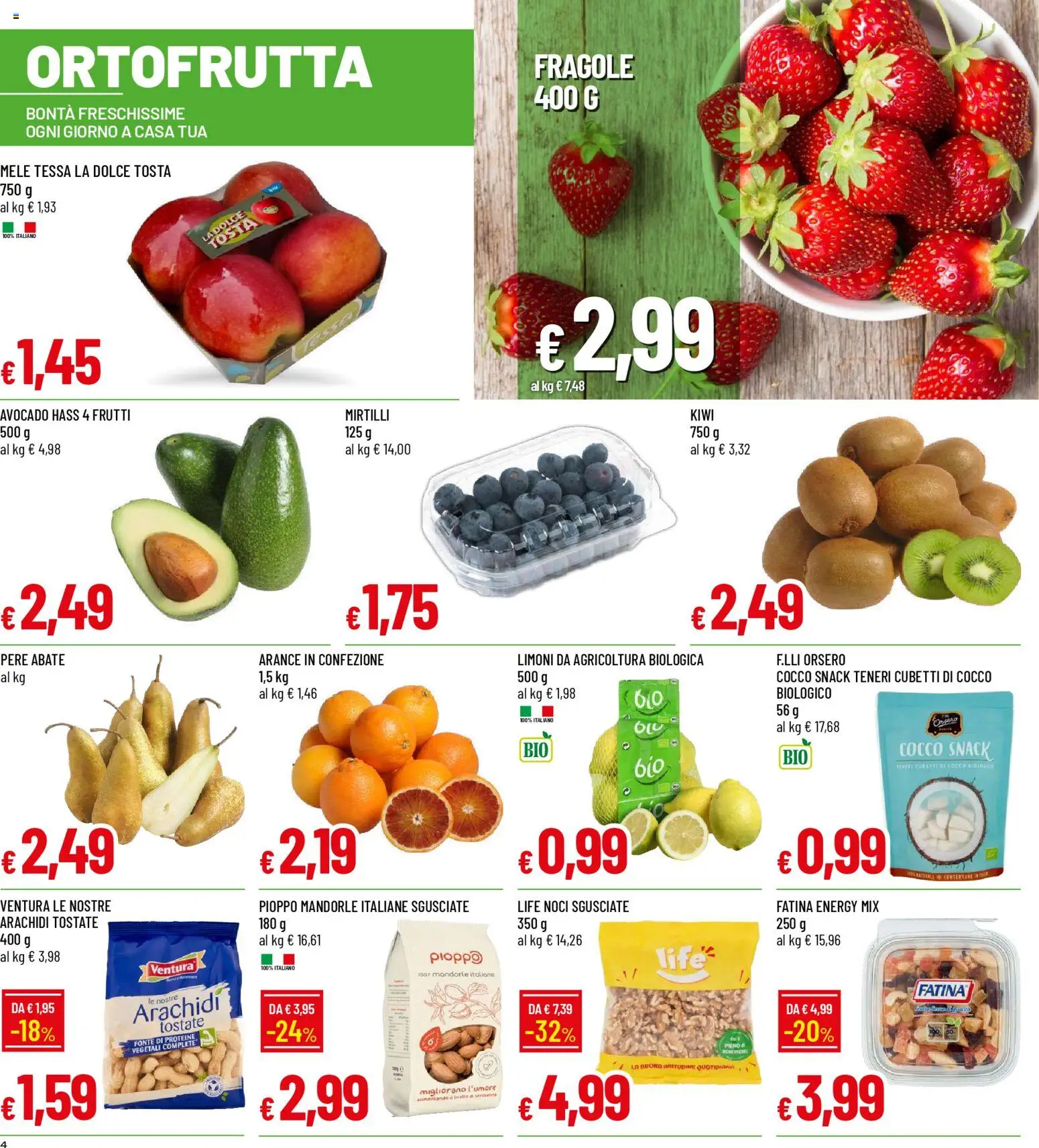 Volantino Galassia del 23.04.2026 | Pagina: 4 | Prodotti: Arance, Kiwi, Avocado, Arachidi