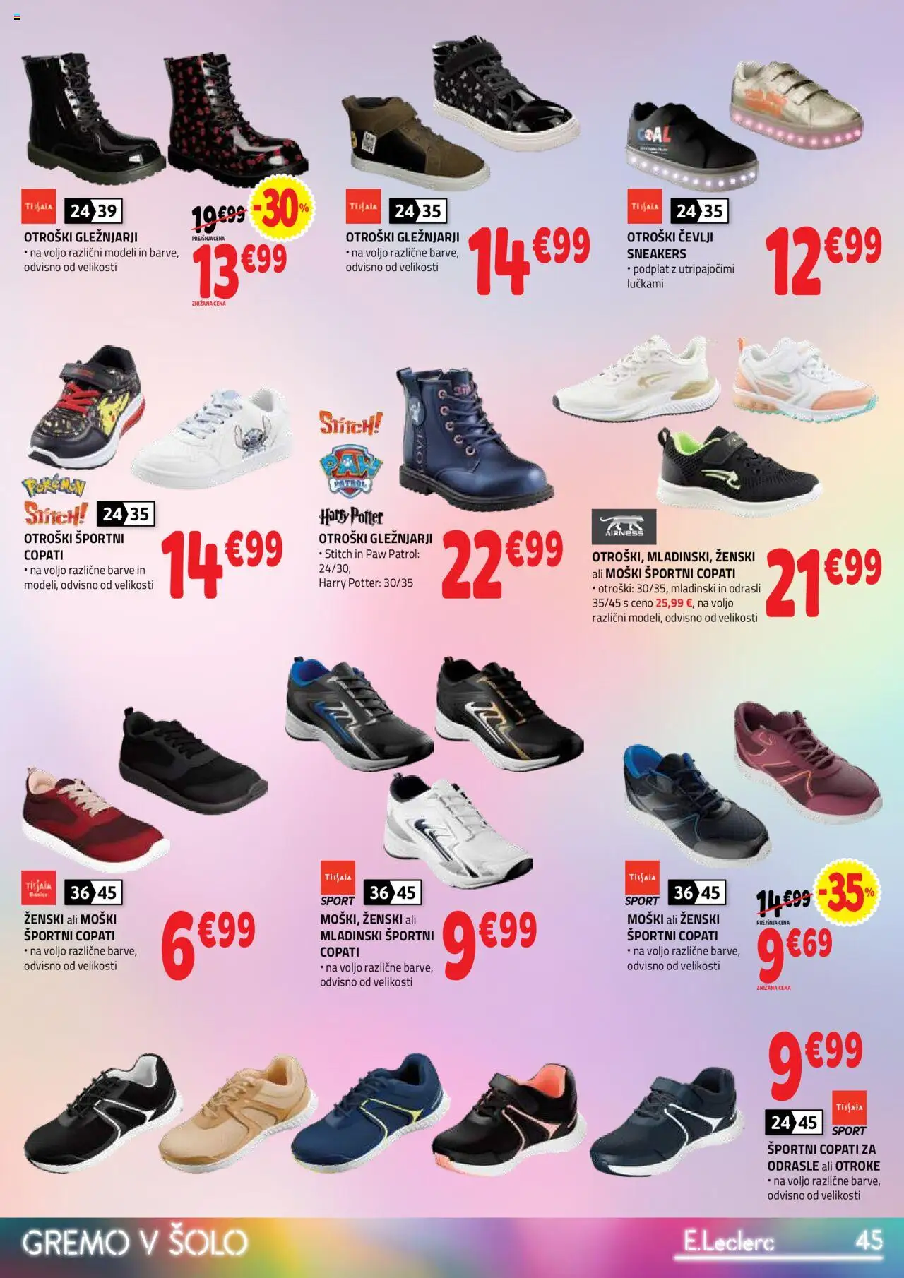 E.leclerc katalog │ velja od 06.08.2025 | Stran: 45 | Izdelki: Cevlji, Copati