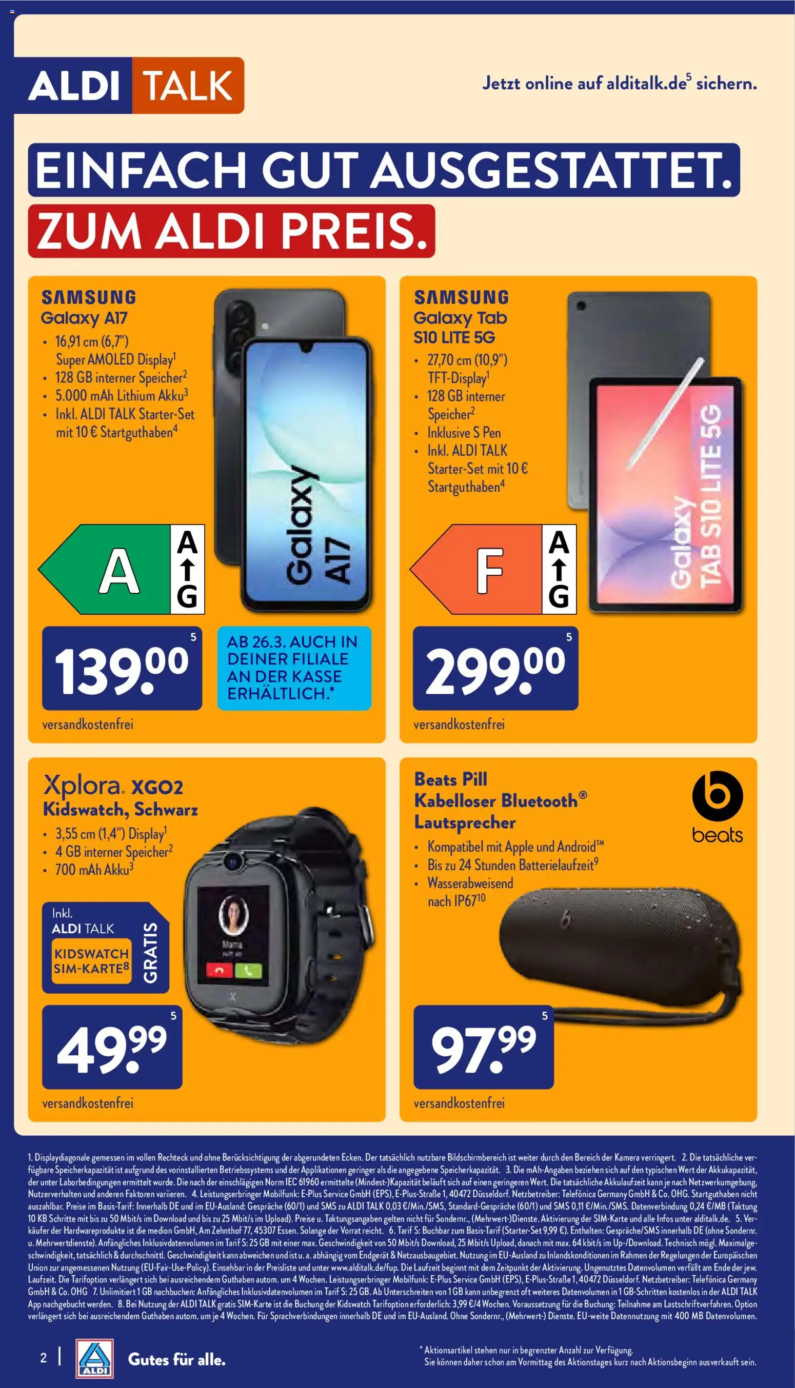 Aldi Talk Beileger – gültig ab 30.03.2026 | Seite: 2 | Produkte: Kamera, Lautsprecher, Samsung, Apple