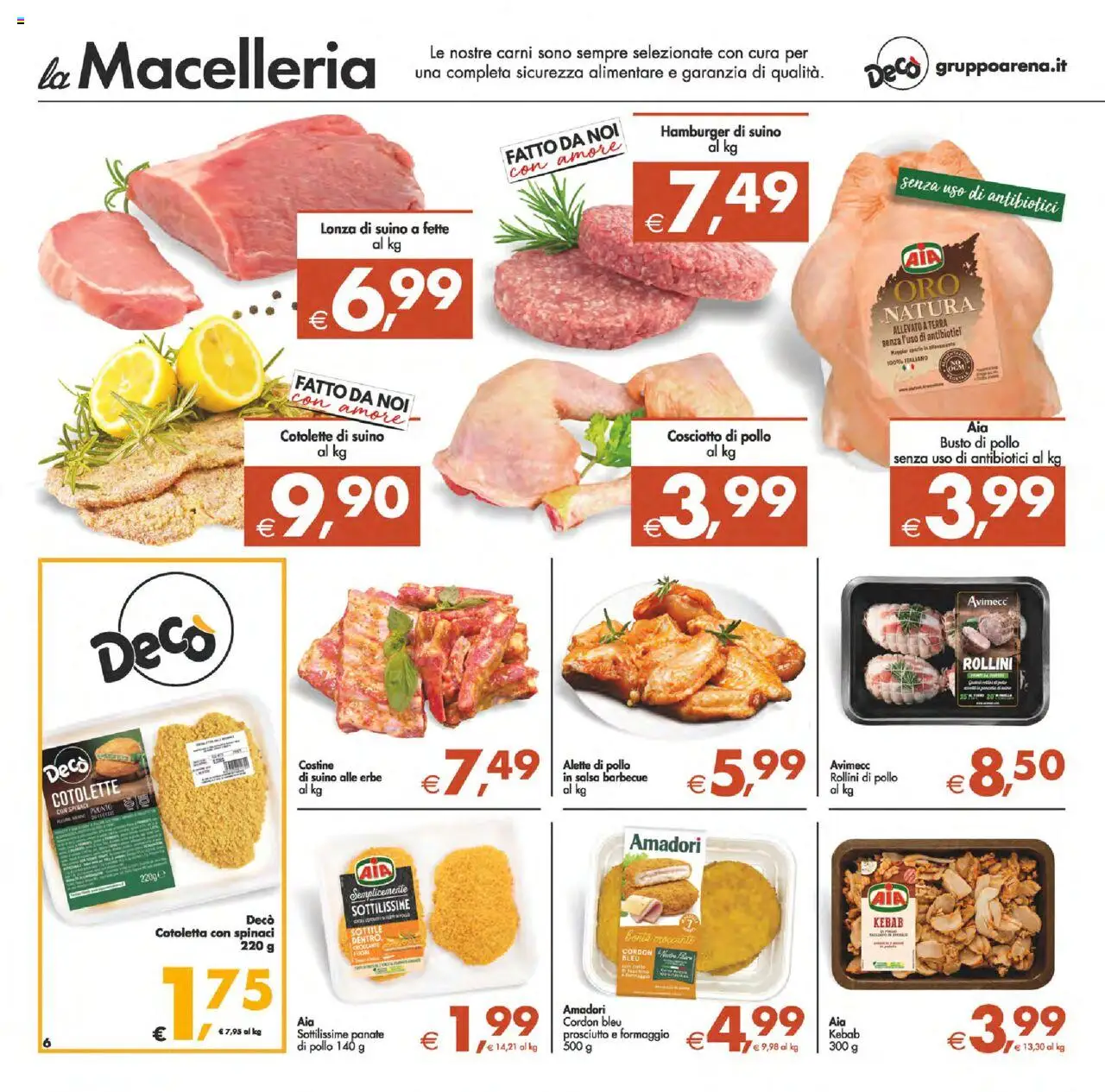 Volantino Decò del 14.10.2025 | Pagina: 6 | Prodotti: Pollo, Barbecue, Spinaci, Hamburger