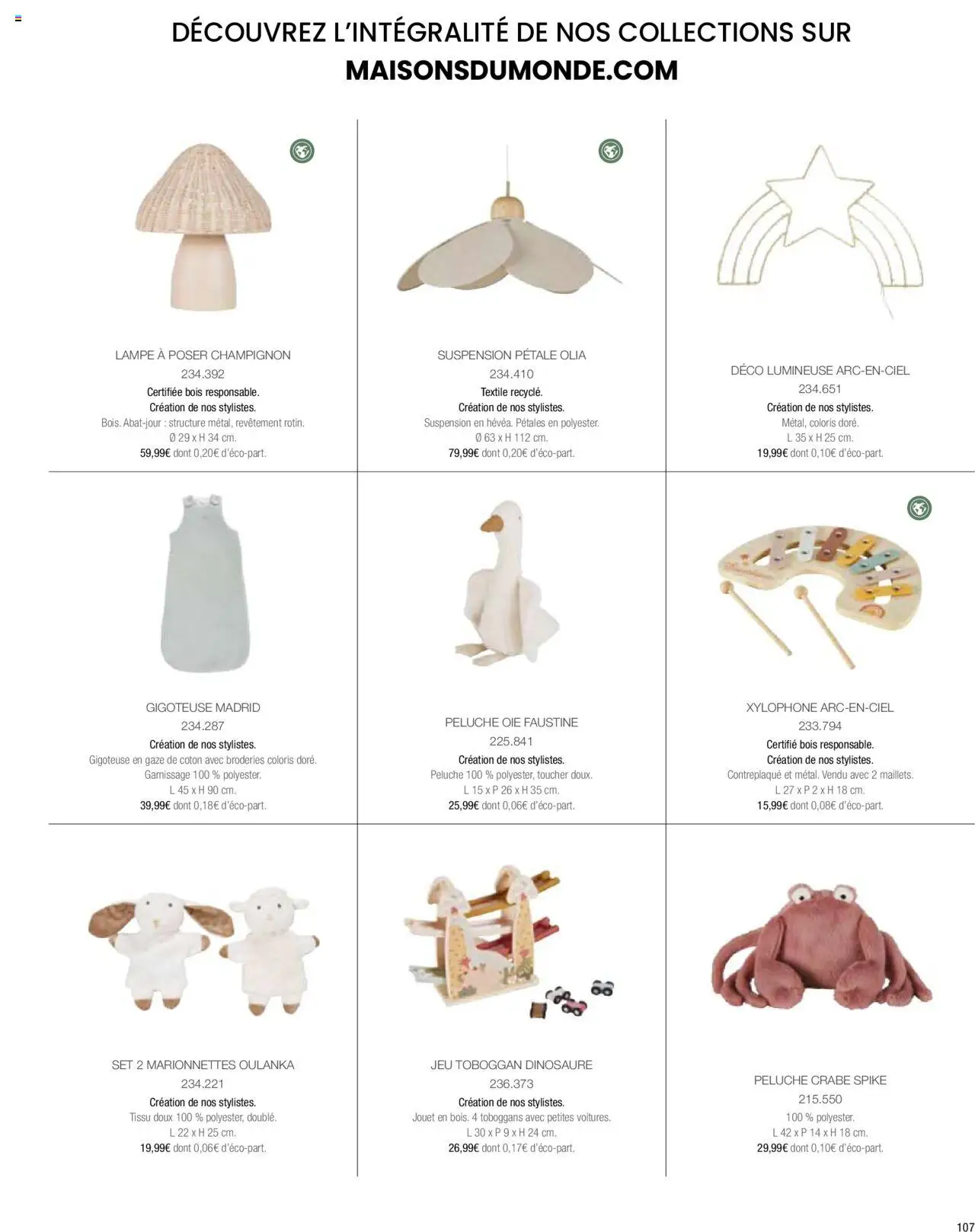 {H1} | Page: 109 | Produits: Coton, Peluche, Lampe, Champignon