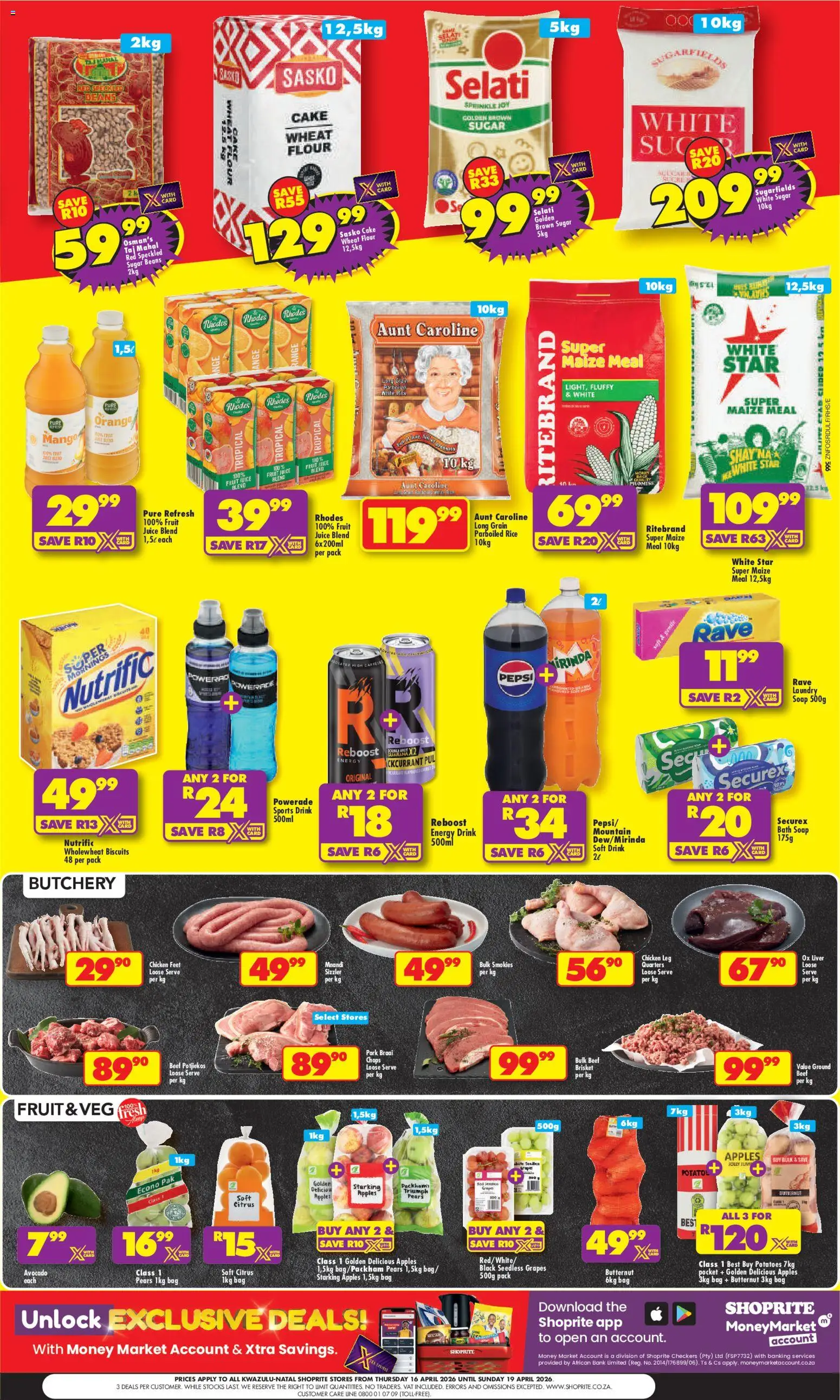 New Shoprite catalogue – valid from 16.04.2026 | Page: 2 | Products: Pears, Bag, Beef, Grapes