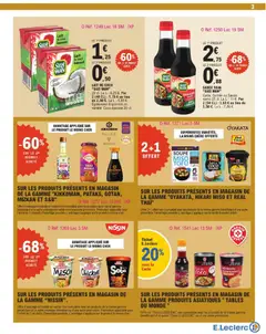 E.Leclerc - Prévisualisation de LAIT DE COCO "SUZI WAN", 20 cl. Le L: 6,25 €. Par 2 (40 CL): 1,75 € au lieu de 2,50 €. Le L: 4,38 €. Également disponible en variété Coco épaisse 20 cl. valide à partir de 10.02.2026 | Page: 3 | Produits: Nouilles instantanées, Lait de coco, Lait, Nouilles